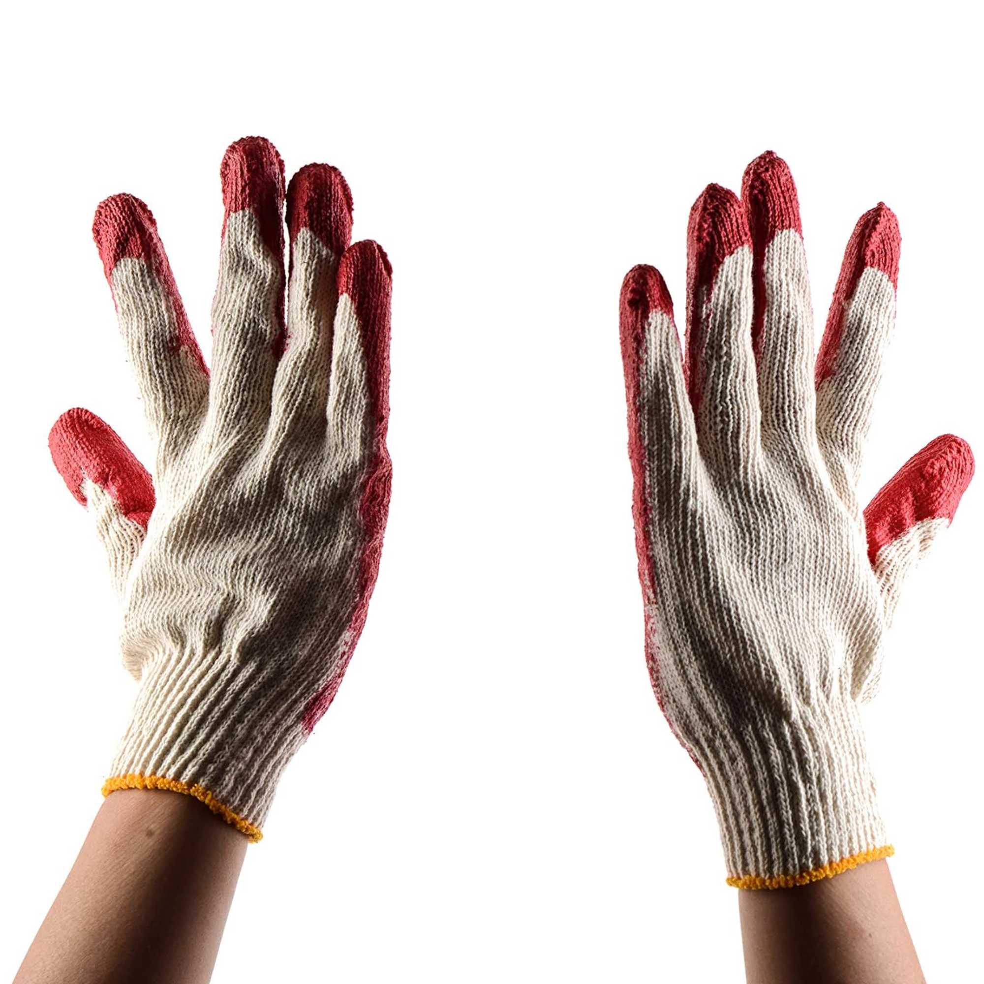 Latex Nitrile Coated Work Gloves – Cotton Knit Safety Gloves: 1 Pair Chemical Resistant Safety Gloves size and feature image