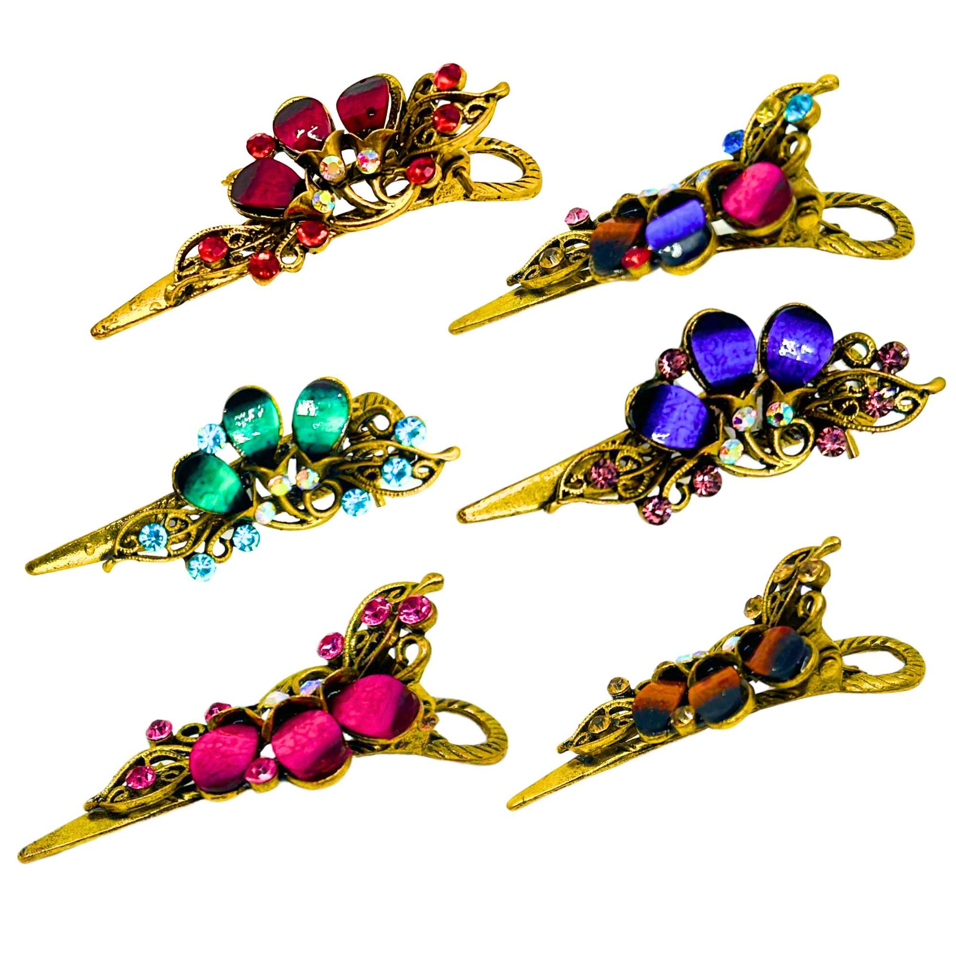 Vintage Hair Clip with Precious Stones