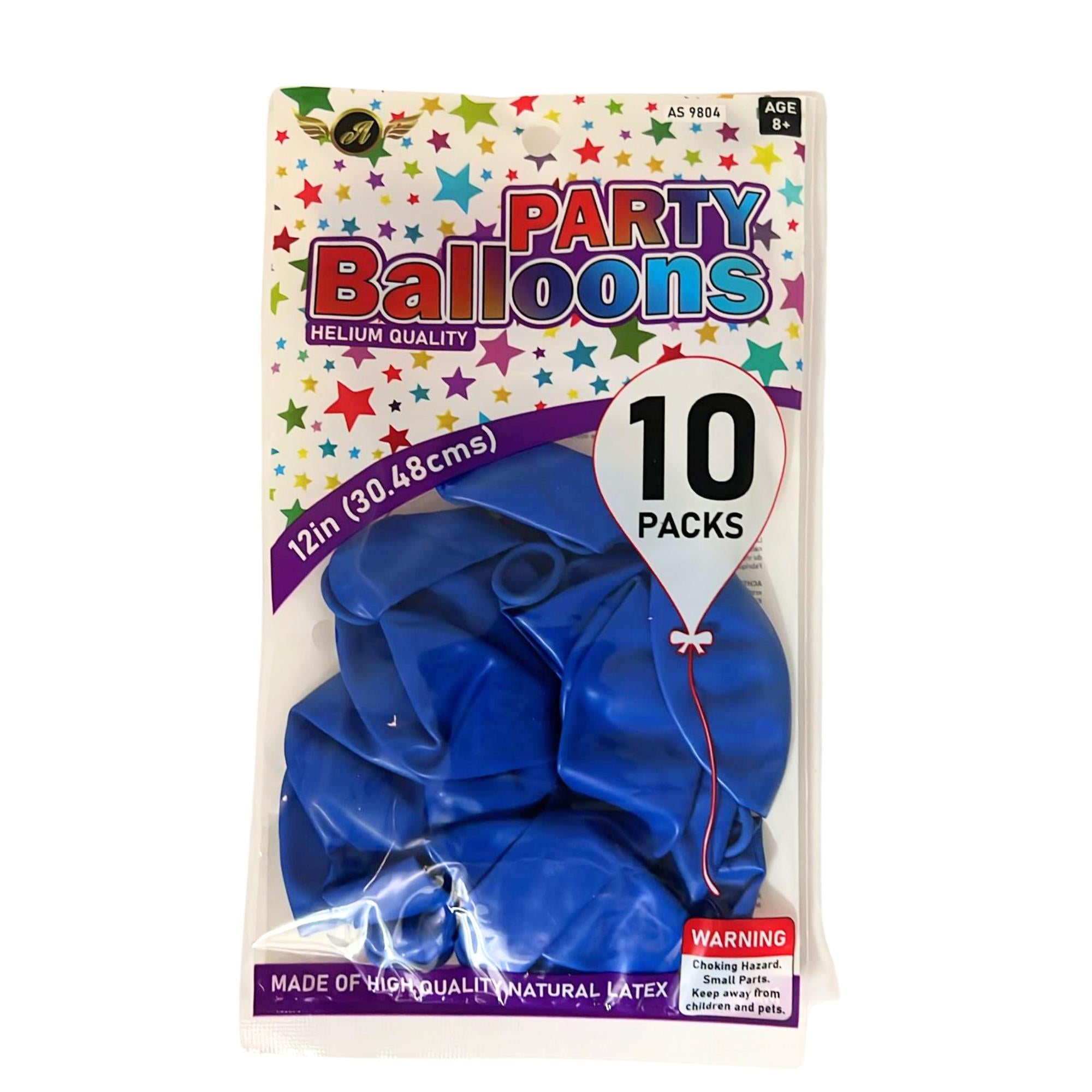 12" Helium Quality Natural Latex Balloons Blue 10 Pack size and feature image