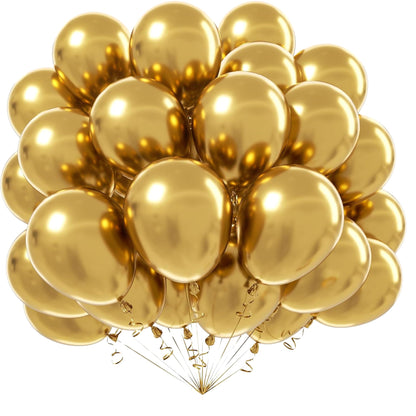 Helium-Quality Natural Latex Balloons Golden, Safe for Age 8+ – Elegant Party & Event Decorations