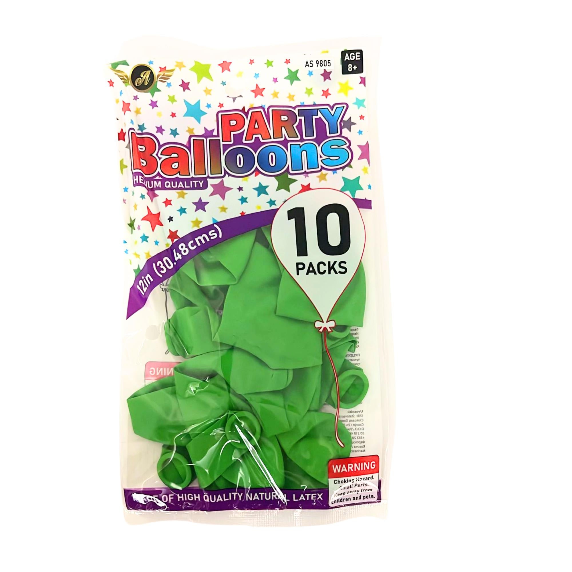 12" Helium Quality Natural Latex Balloons Light Green 10 Pack size and feature image