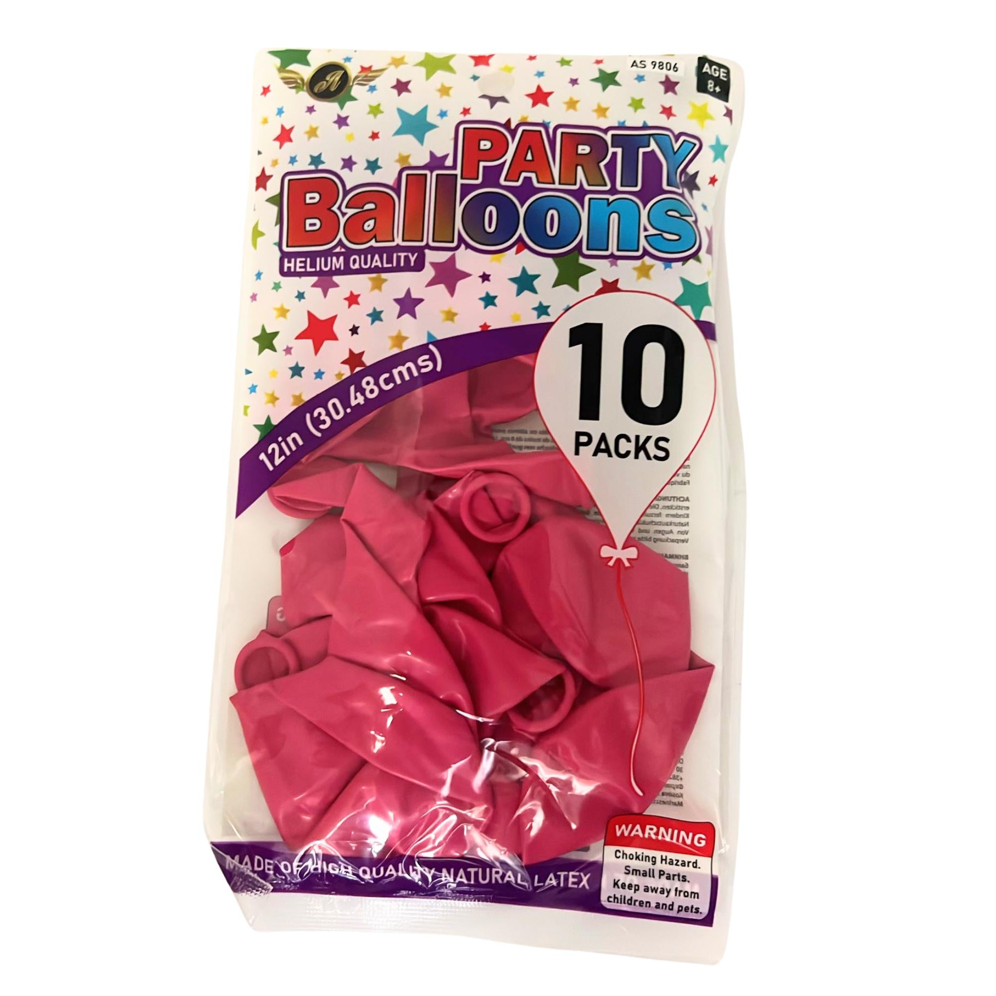 12" Helium Quality Natural Latex Balloons Pink 10 Pack size and feature image
