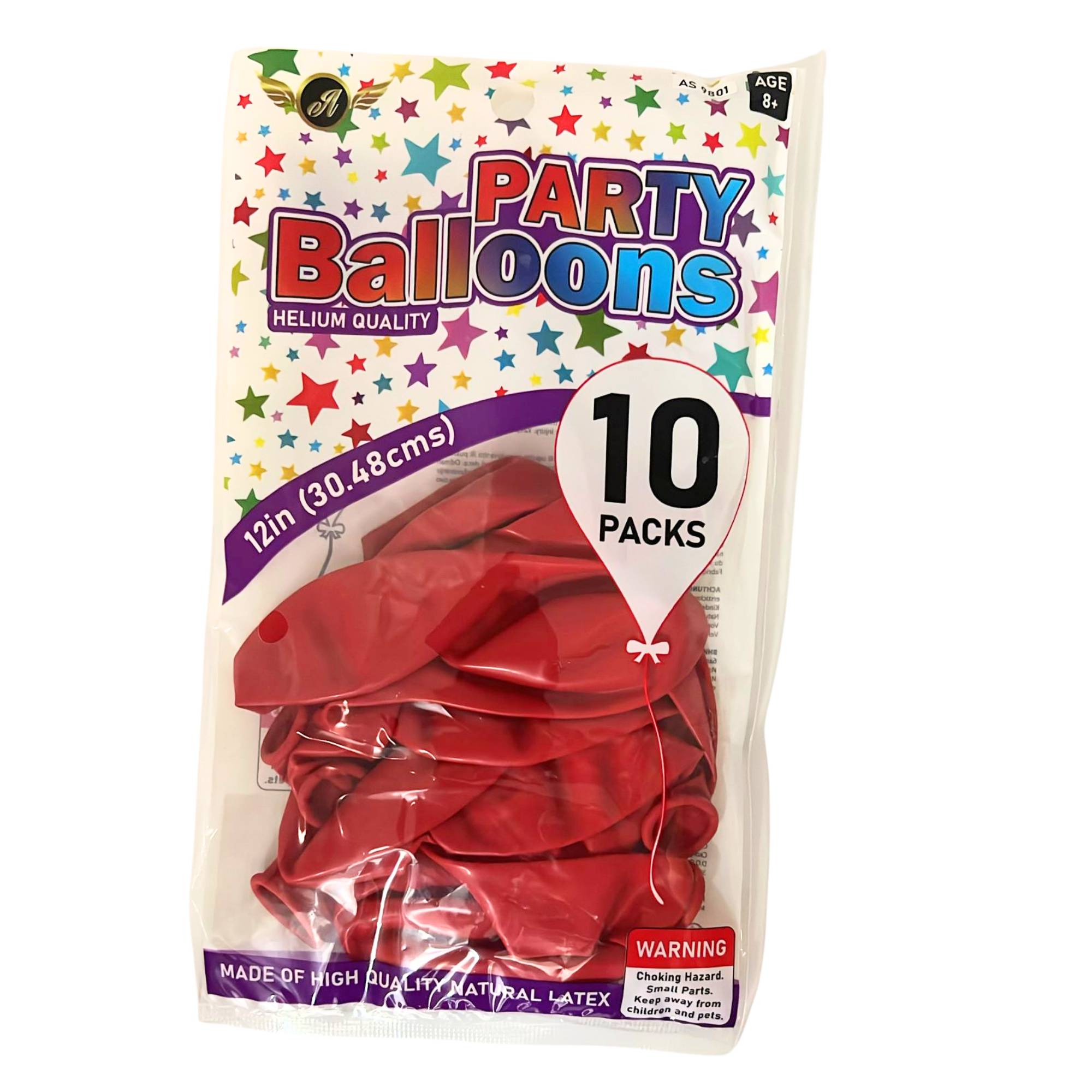 12" Helium Quality Natural Latex Balloons Red 10 Pack size and feature image