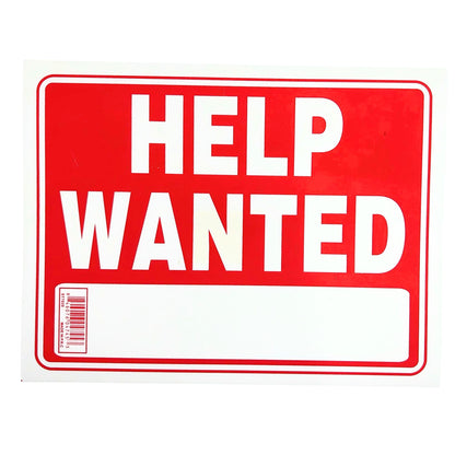 9"X12" "HELP WANTED" Plastic Signage Sign-1CT