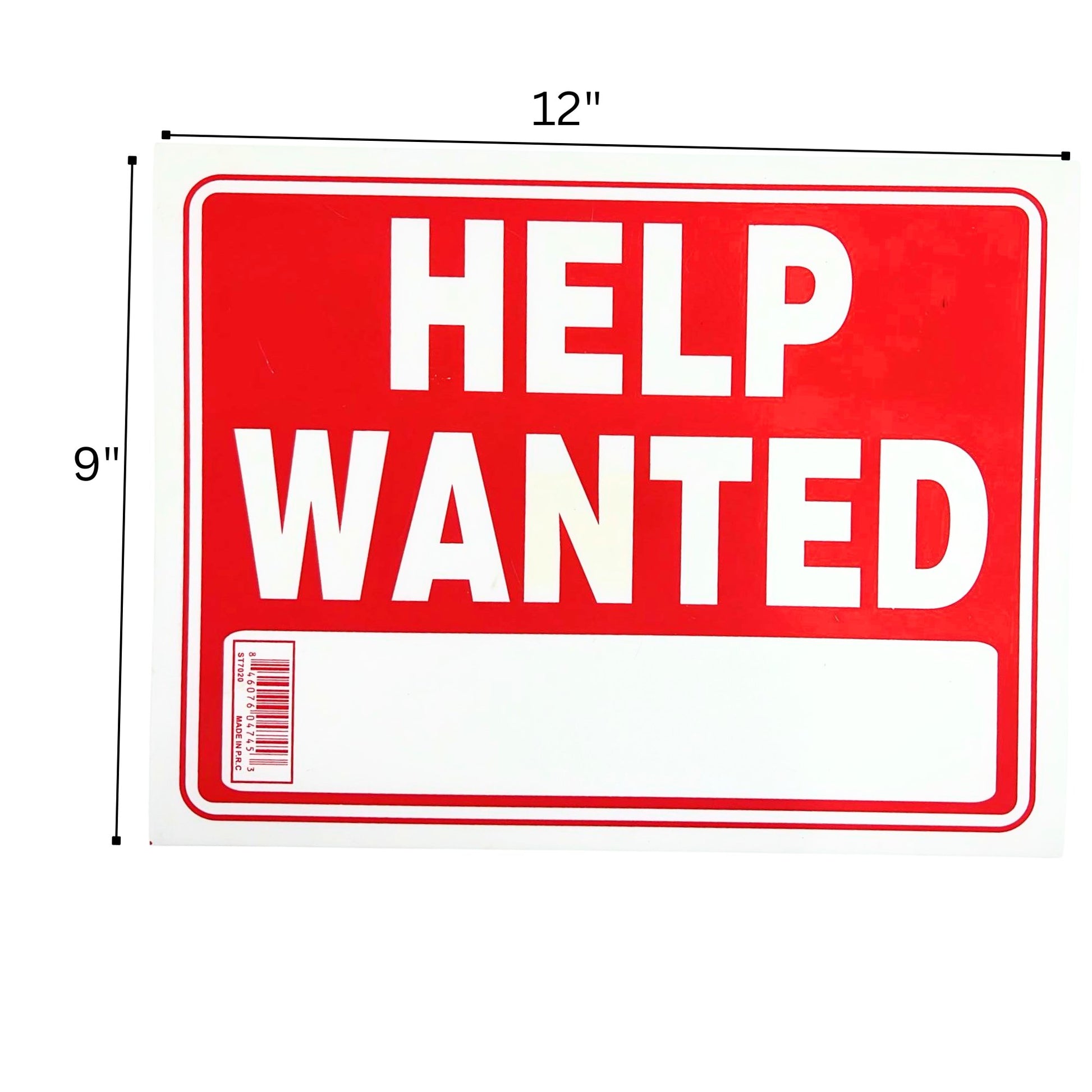 9"X12" "HELP WANTED" Plastic Signage Sign-1CT