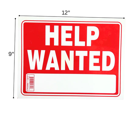 9"X12" "HELP WANTED" Plastic Signage Sign-1CT