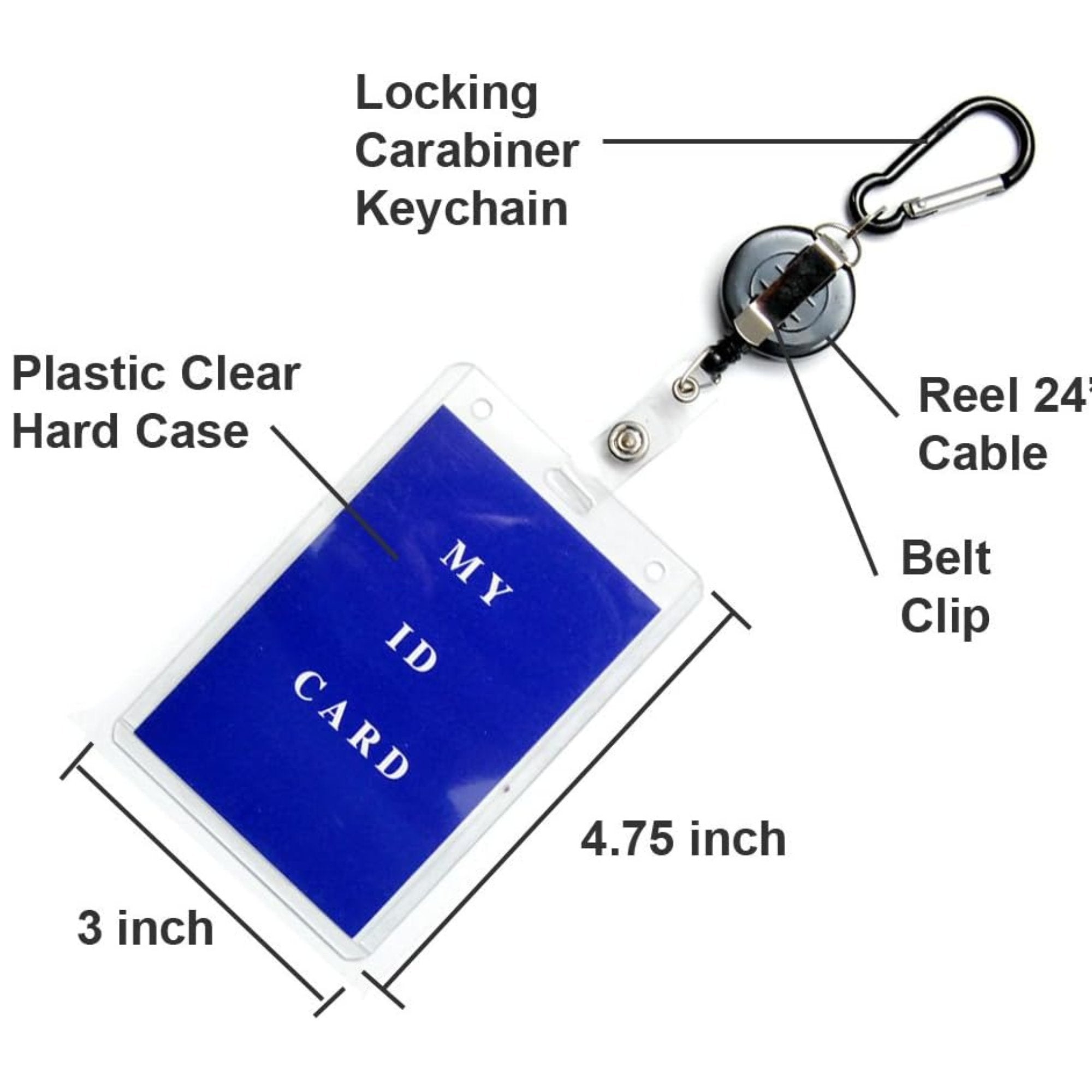 Retractable Badge Reel with Carabiner & Belt Clip: 1 Pack Lanyards product detail image