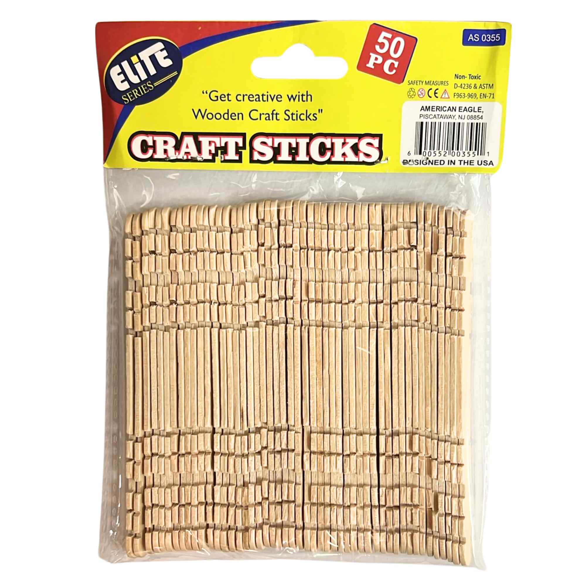 Incraftables 4.5" Natural Color Popsicle Craft Sticks – 50 Pack Craft Wood Sticks DIY size and feature image