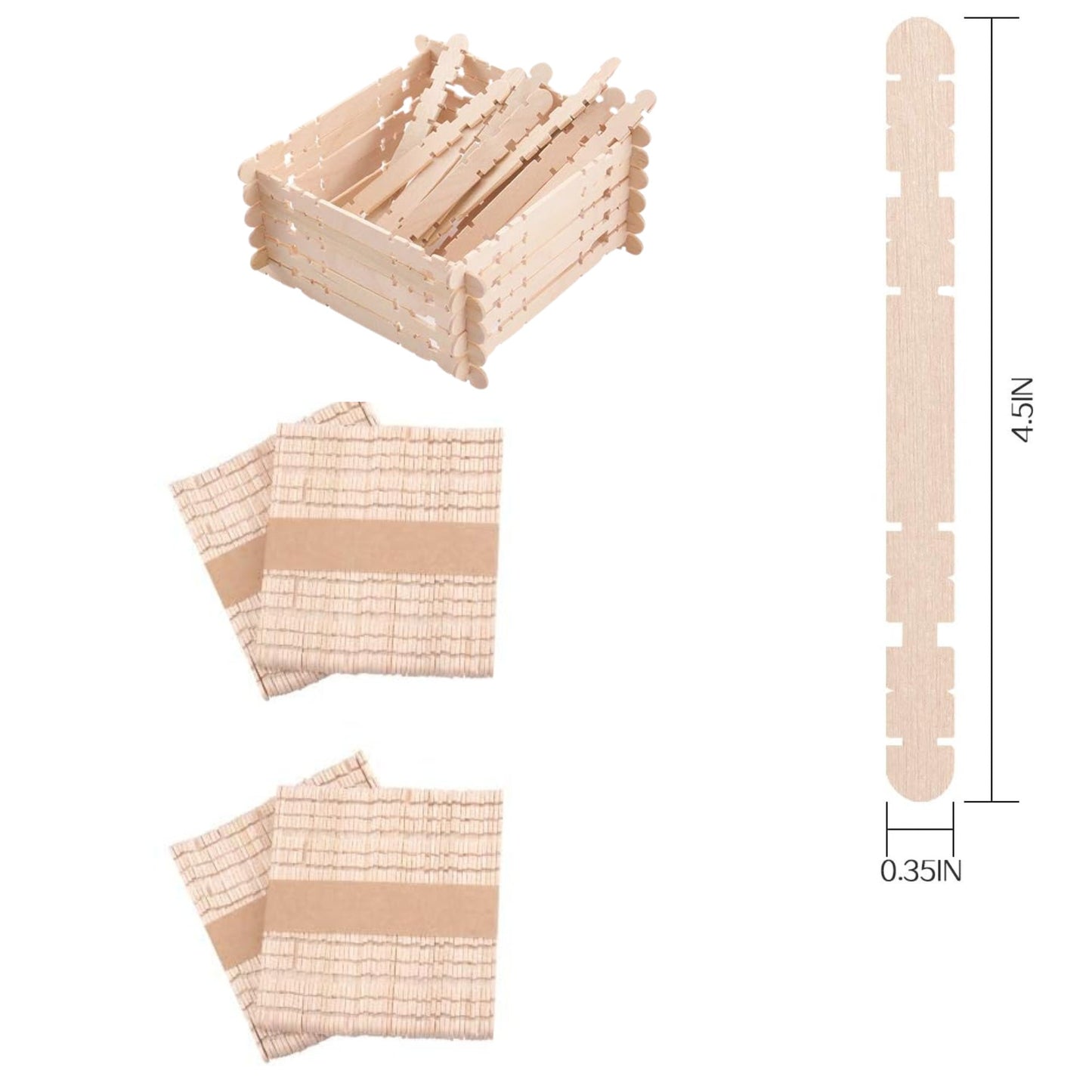 Incraftables 4.5" Natural Color Popsicle Craft Sticks