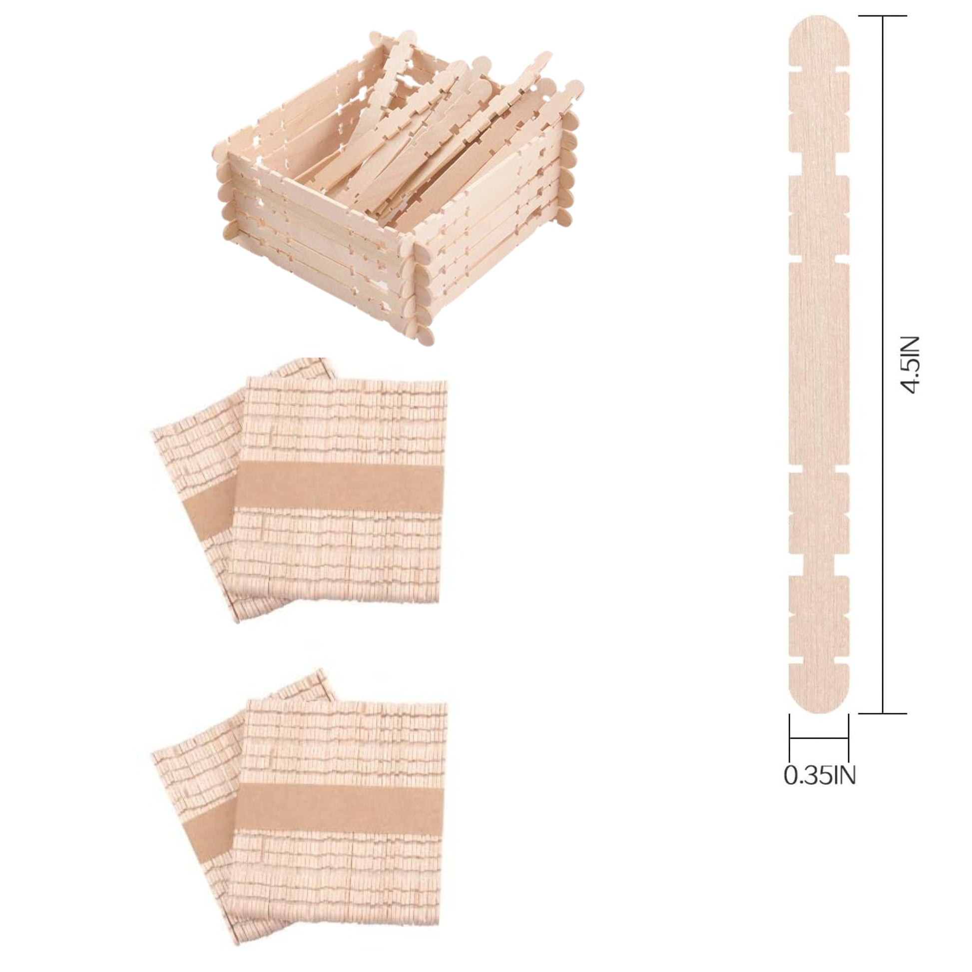 Incraftables 4.5" Natural Color Popsicle Craft Sticks