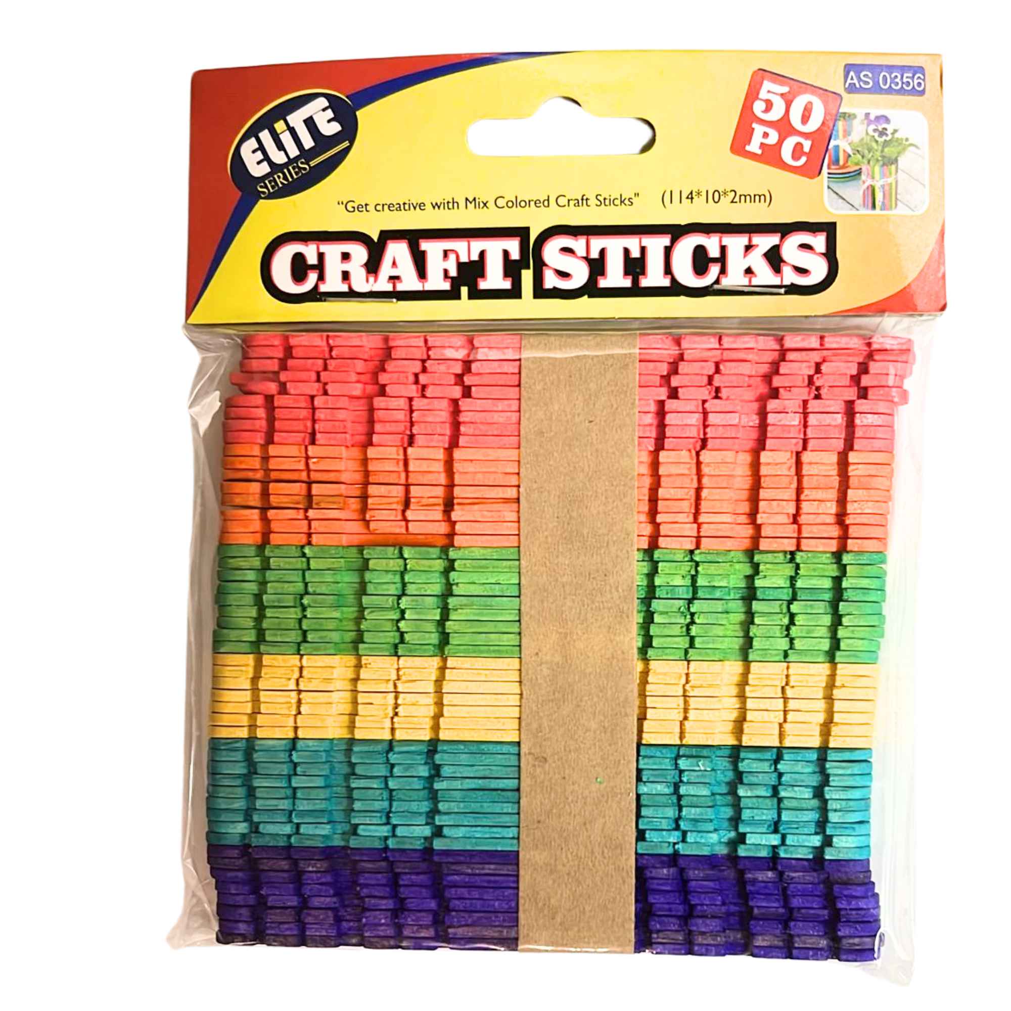 Incraftables 6 Vibrant Colored 4.5" Popsicle Craft Sticks – 50 Pack Craft Wood Sticks DIY main product image