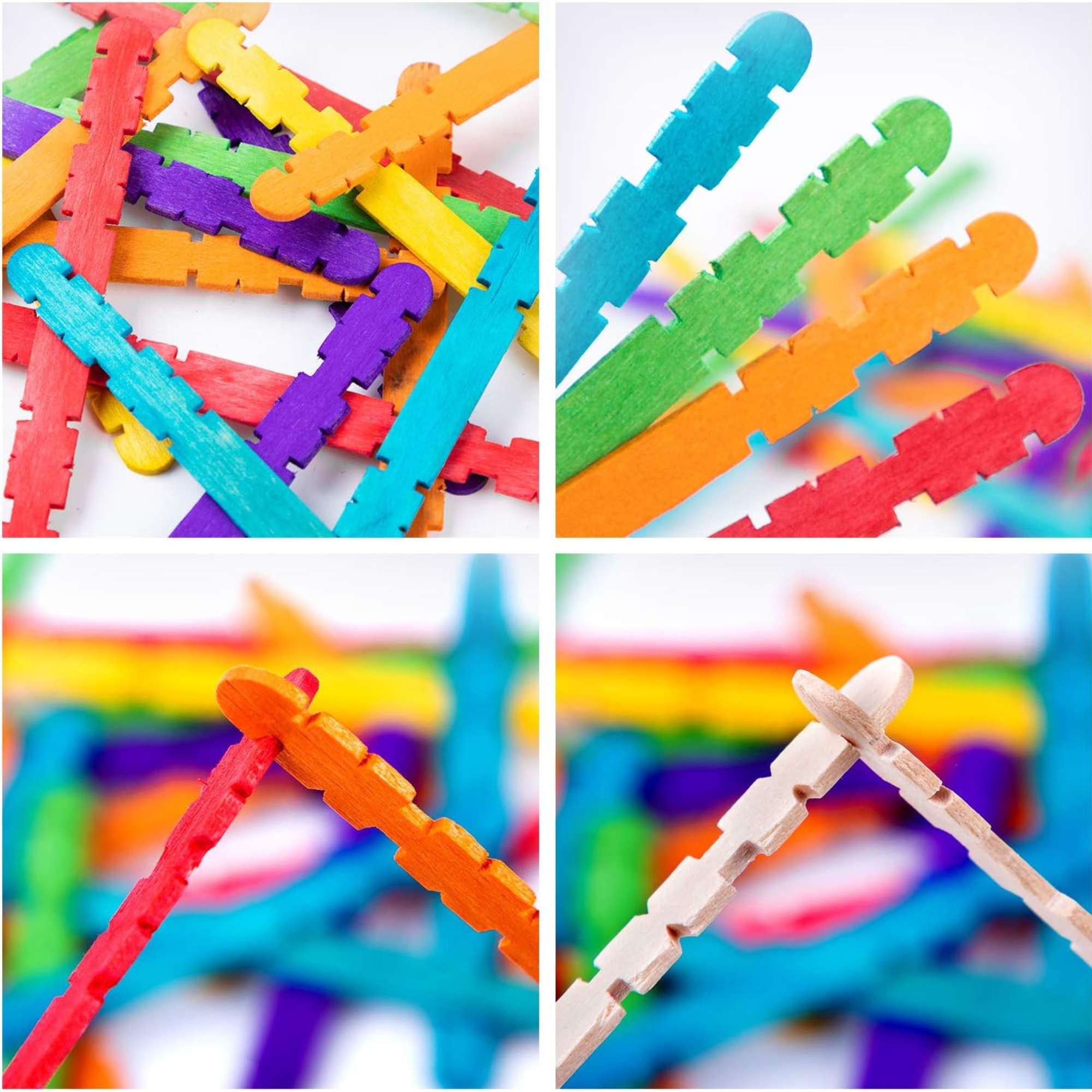 Incraftables 6 Vibrant Colored 4.5" Popsicle Craft Sticks – 50 Pack Craft Wood Sticks DIY product image 5