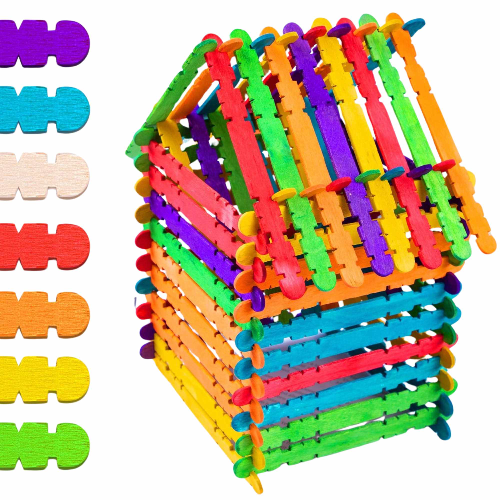 Incraftables 6 Vibrant Colored 4.5" Popsicle Craft Sticks – 50 Pack Craft Wood Sticks DIY lifestyle use image