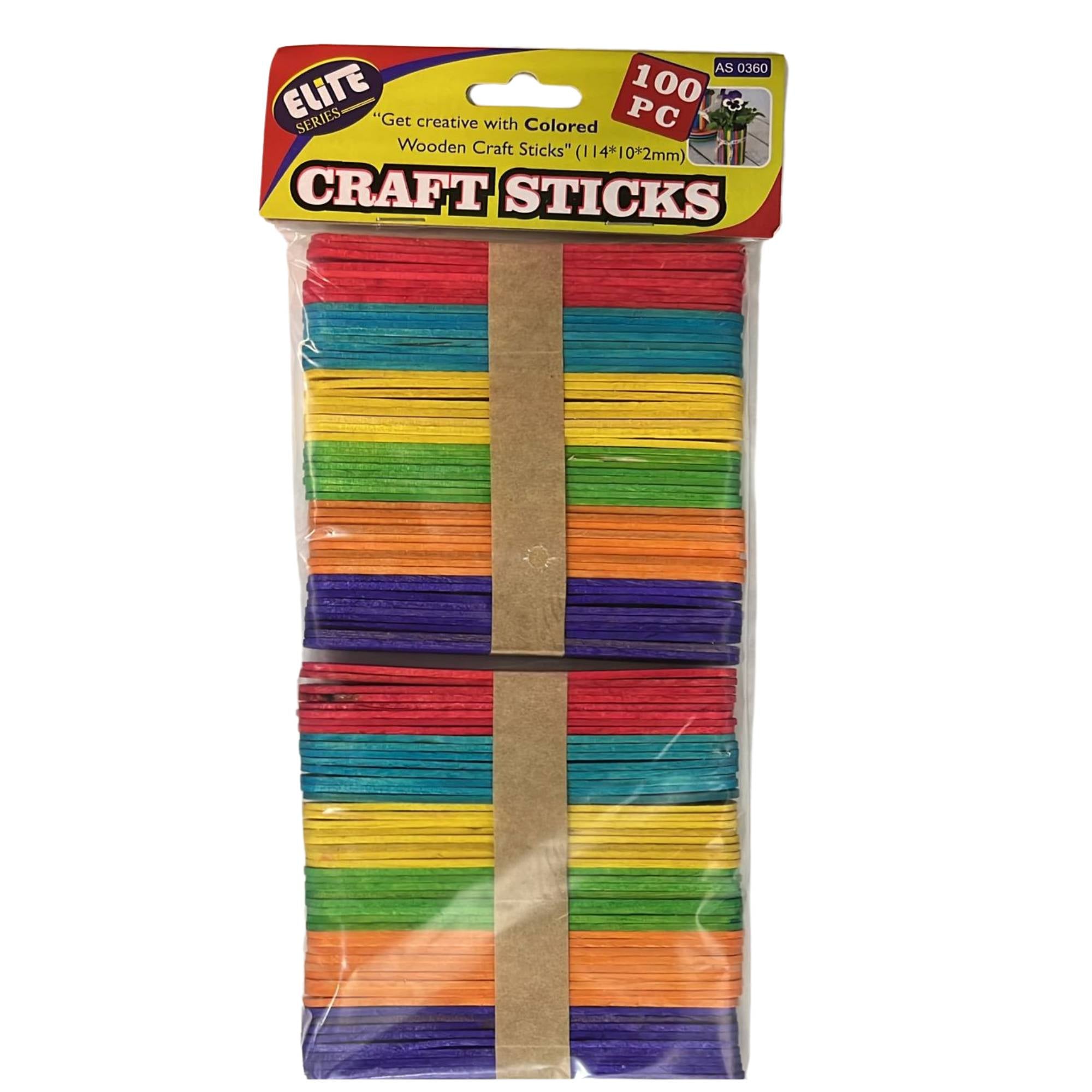 4.5" Incraftables 6 Vibrant Color Popsicle Craft Sticks – 100 Pack Craft Wood Sticks DIY main product image