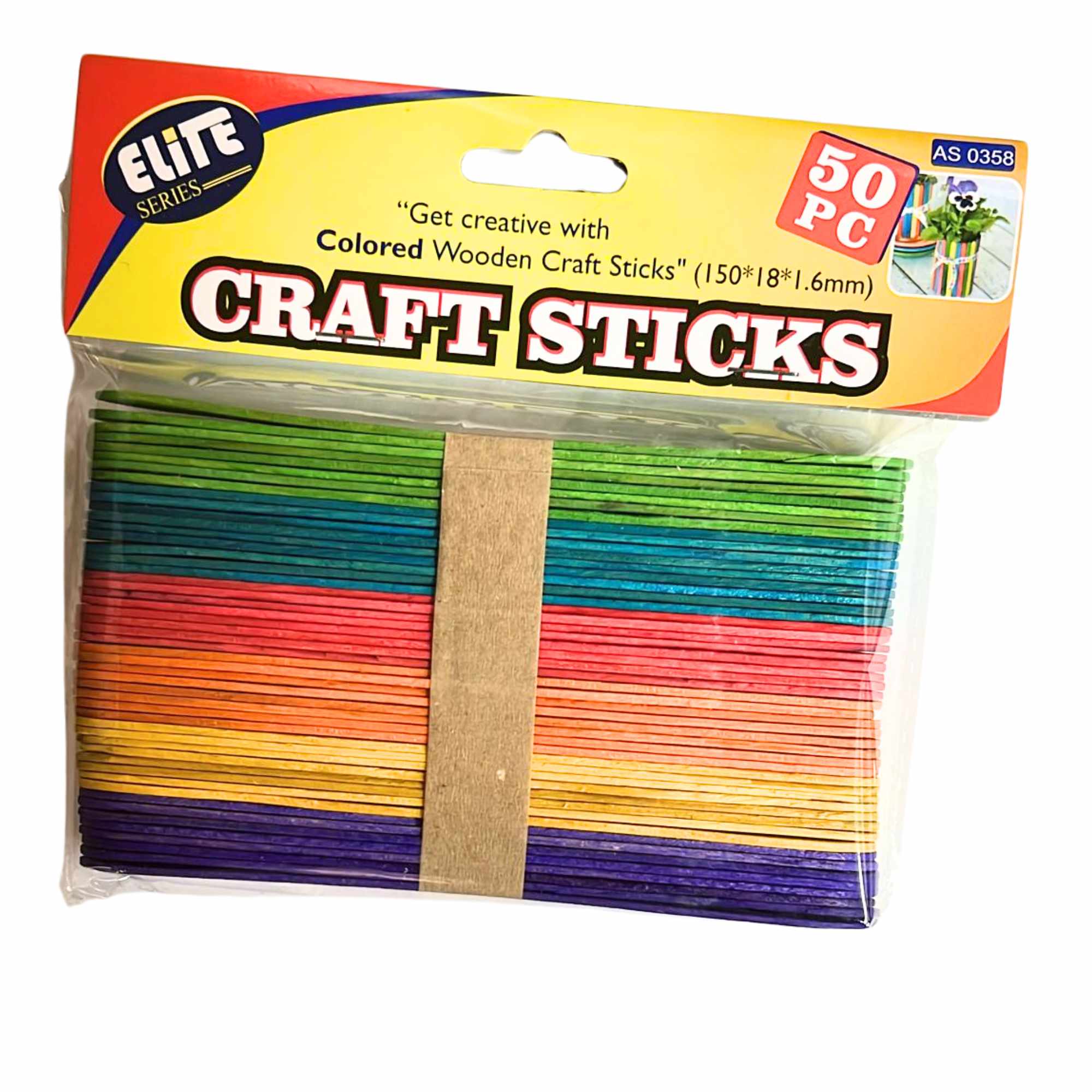 6" Incraftables 6 Vibrant Color Popsicle Craft Sticks – 50 Pack Craft Wood Sticks DIY main product image
