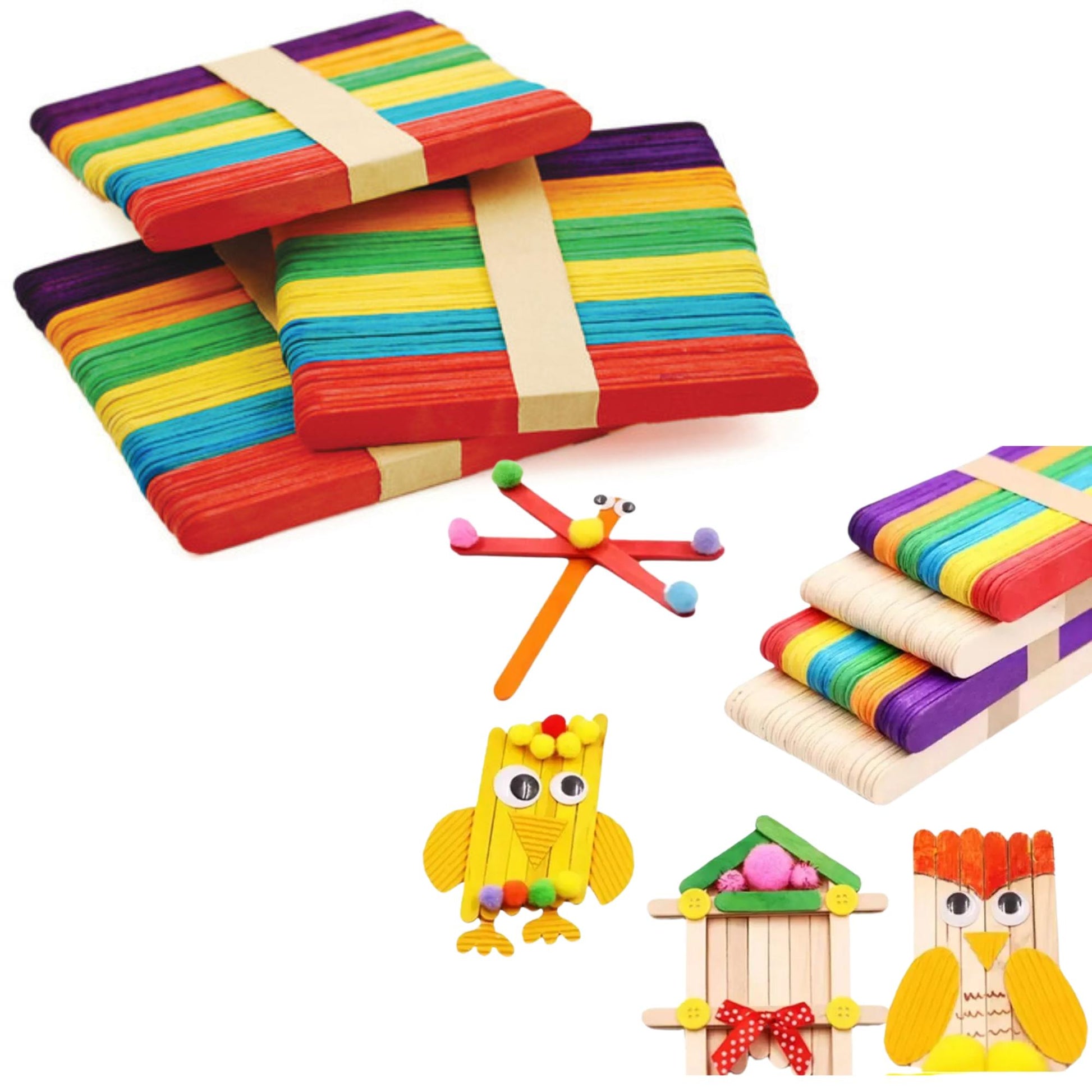 Incraftables 6 Vibrant  Color Popsicle Craft Sticks