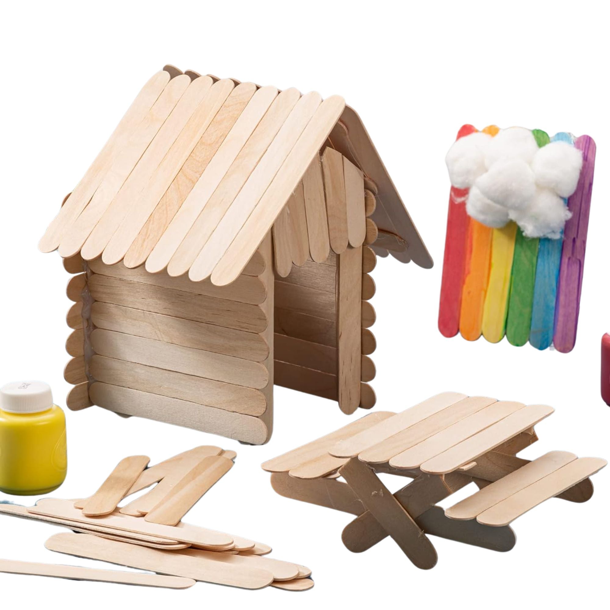 Incraftables 6" Natural Color Popsicle Craft Sticks – 50 Pack Craft Wood Sticks DIY product image 5