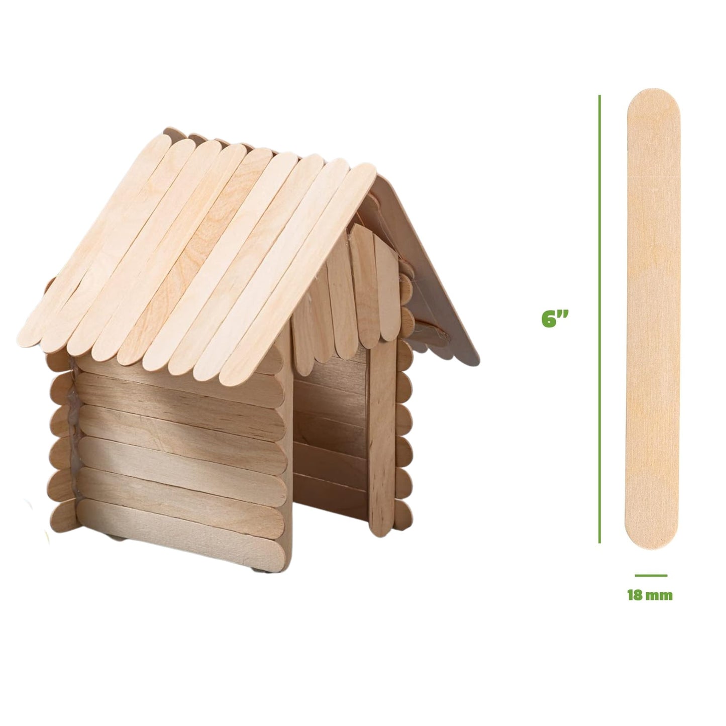 Incraftables 6" Natural Color Popsicle Craft Sticks