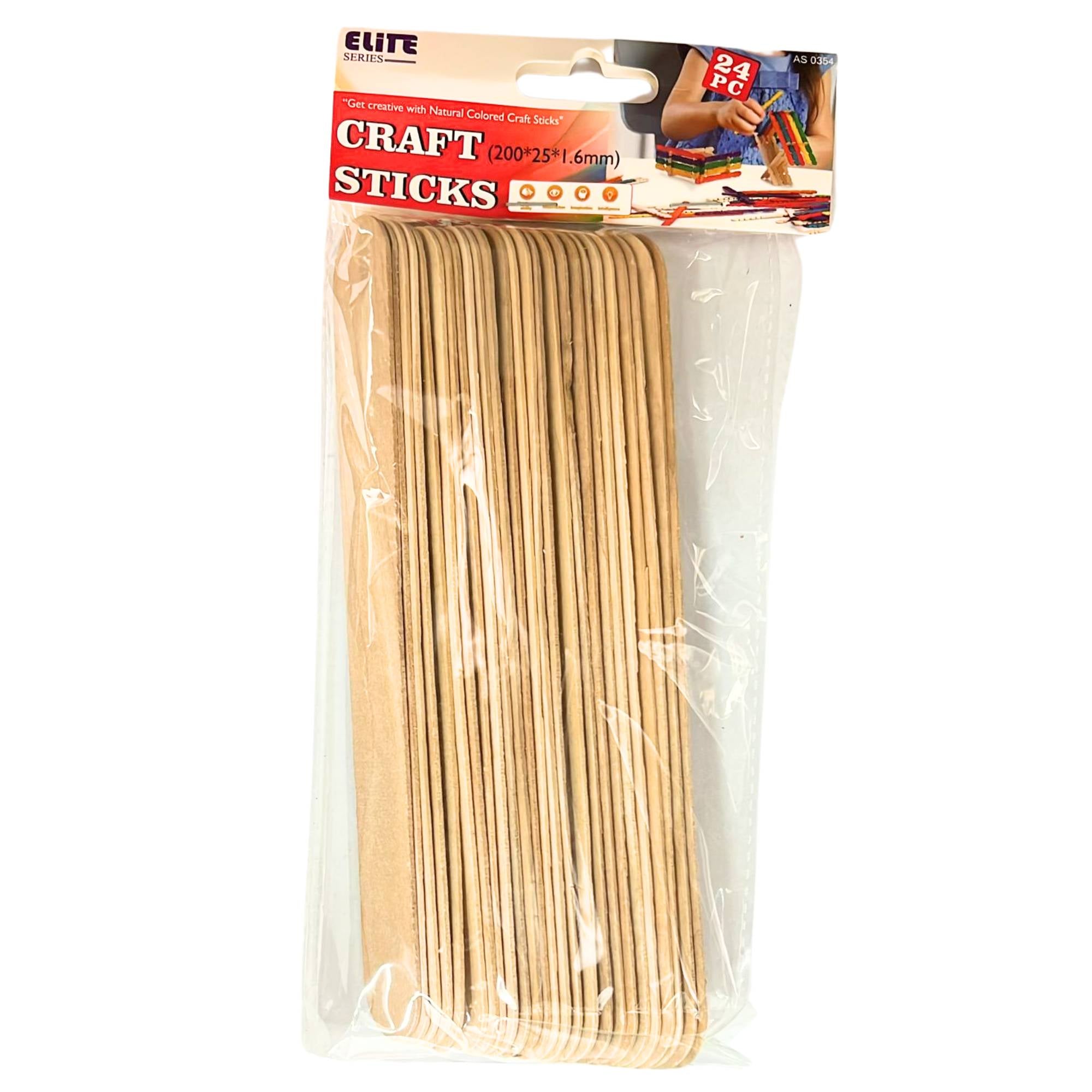 Incraftable 8" Natural Color Popsicle Craft Sticks – 24 Pack Craft Wood Sticks DIY main product image