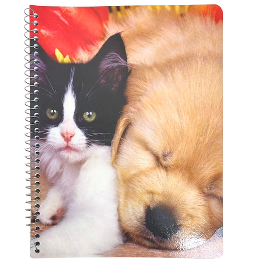 Spiral Notebook – Wide Ruled – Cat & Dog Cover – Durable