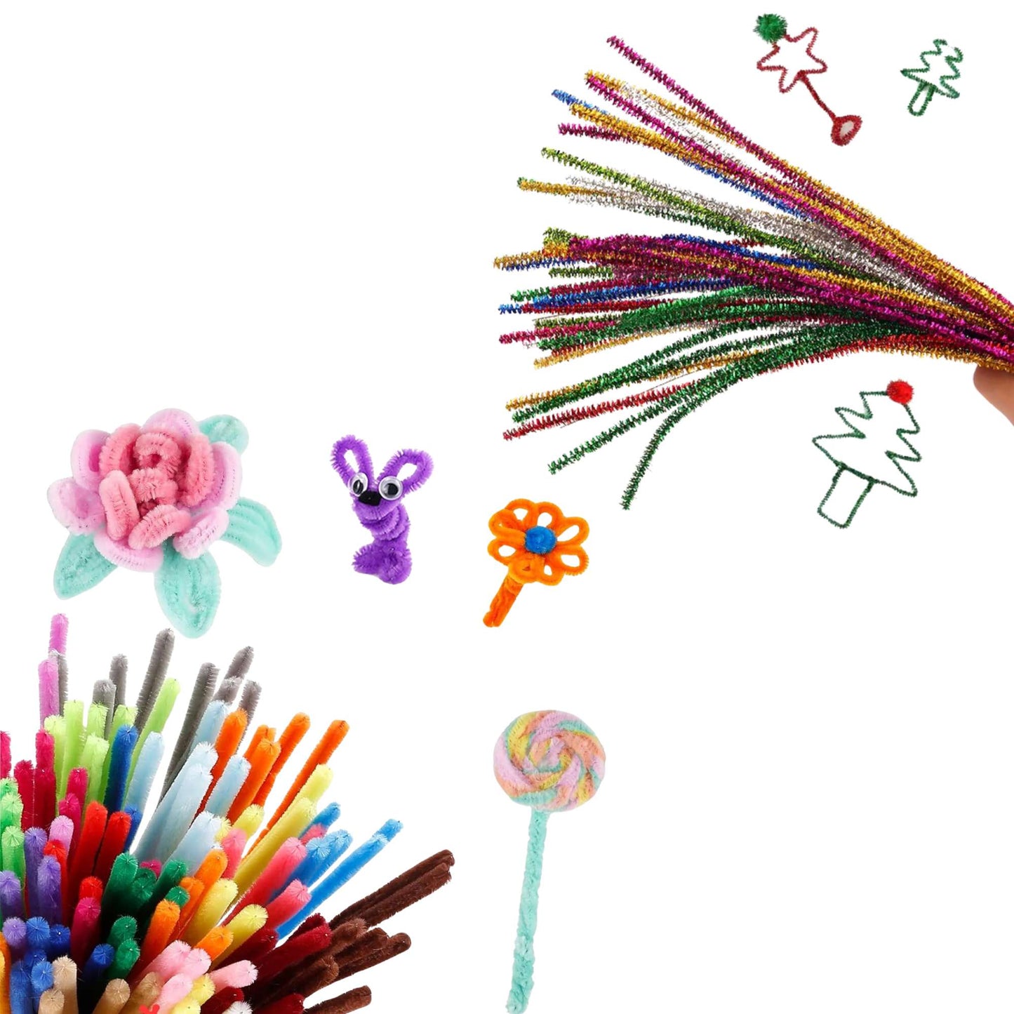 DIY Craft Stems – 30cm Length – 3 Colors, Flexible and Fun: 30 Pack Craft Pipe product detail image