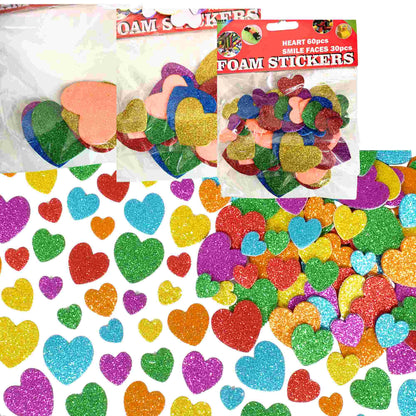  Glitter Foam Heart Stickers