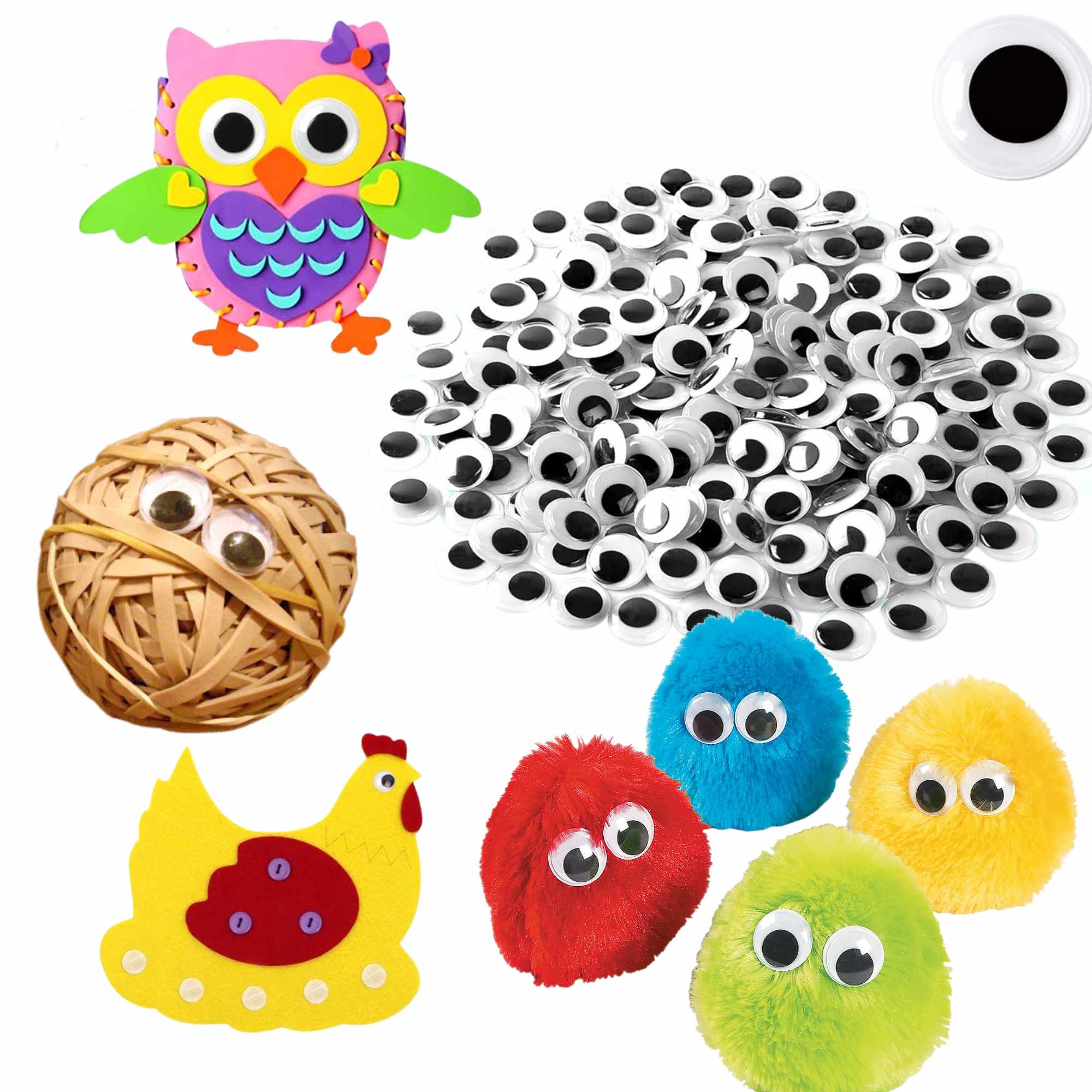 150 pcs Assorted Sizes Googly Eyes – Wiggly, Wobbly, Moving Eyes for Crafts: 150 Pack DIY product detail image