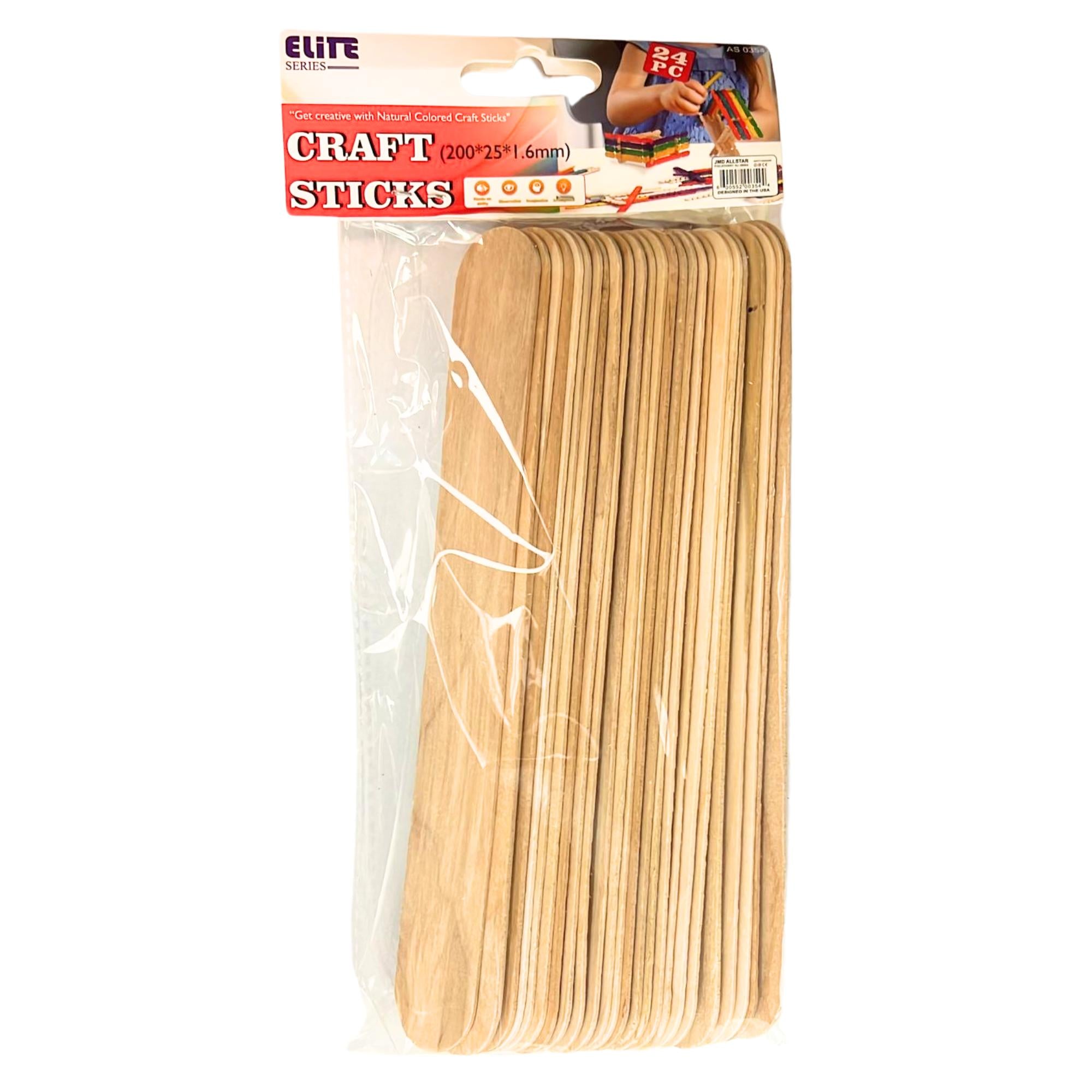 Incraftable 8" Natural Color Popsicle Craft Sticks – 24 Pack Craft Wood Sticks DIY size and feature image