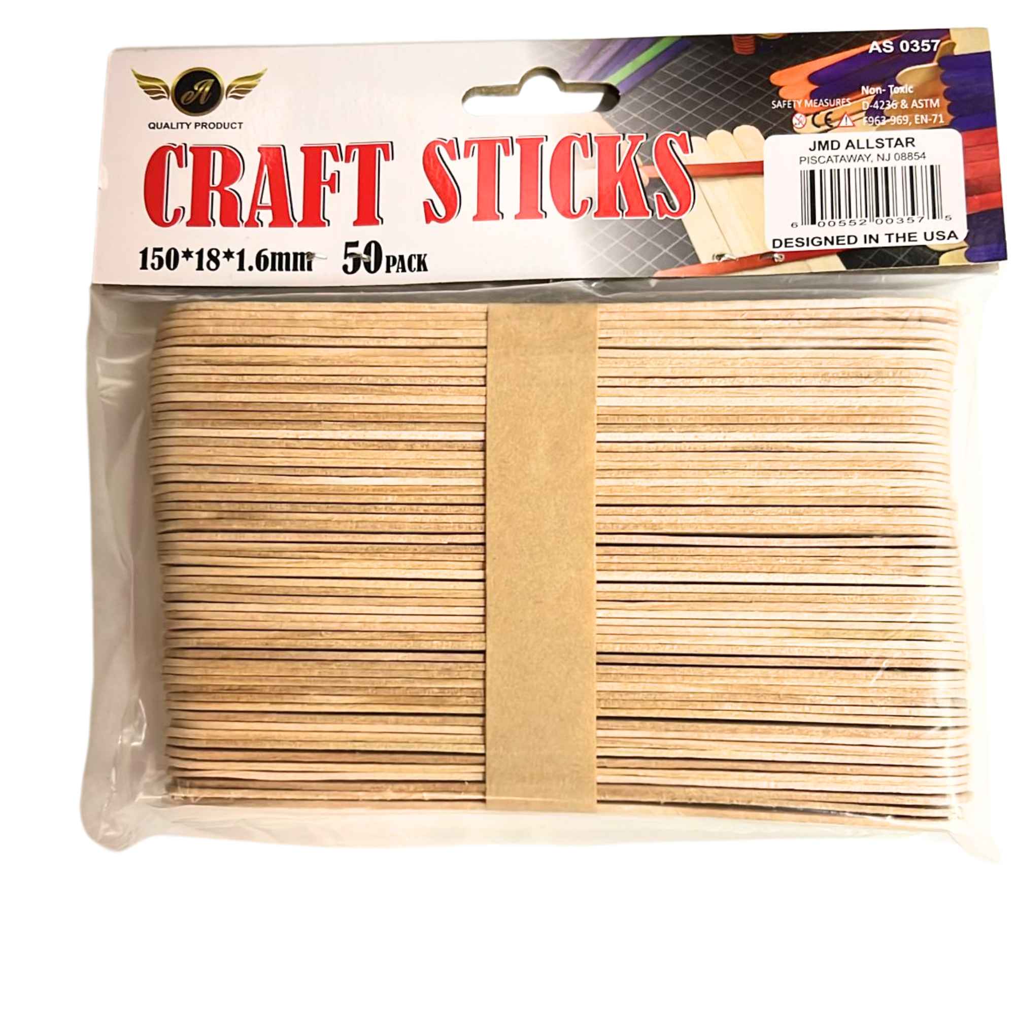 Incraftables 6" Natural Color Popsicle Craft Sticks – 50 Pack Craft Wood Sticks DIY size and feature image