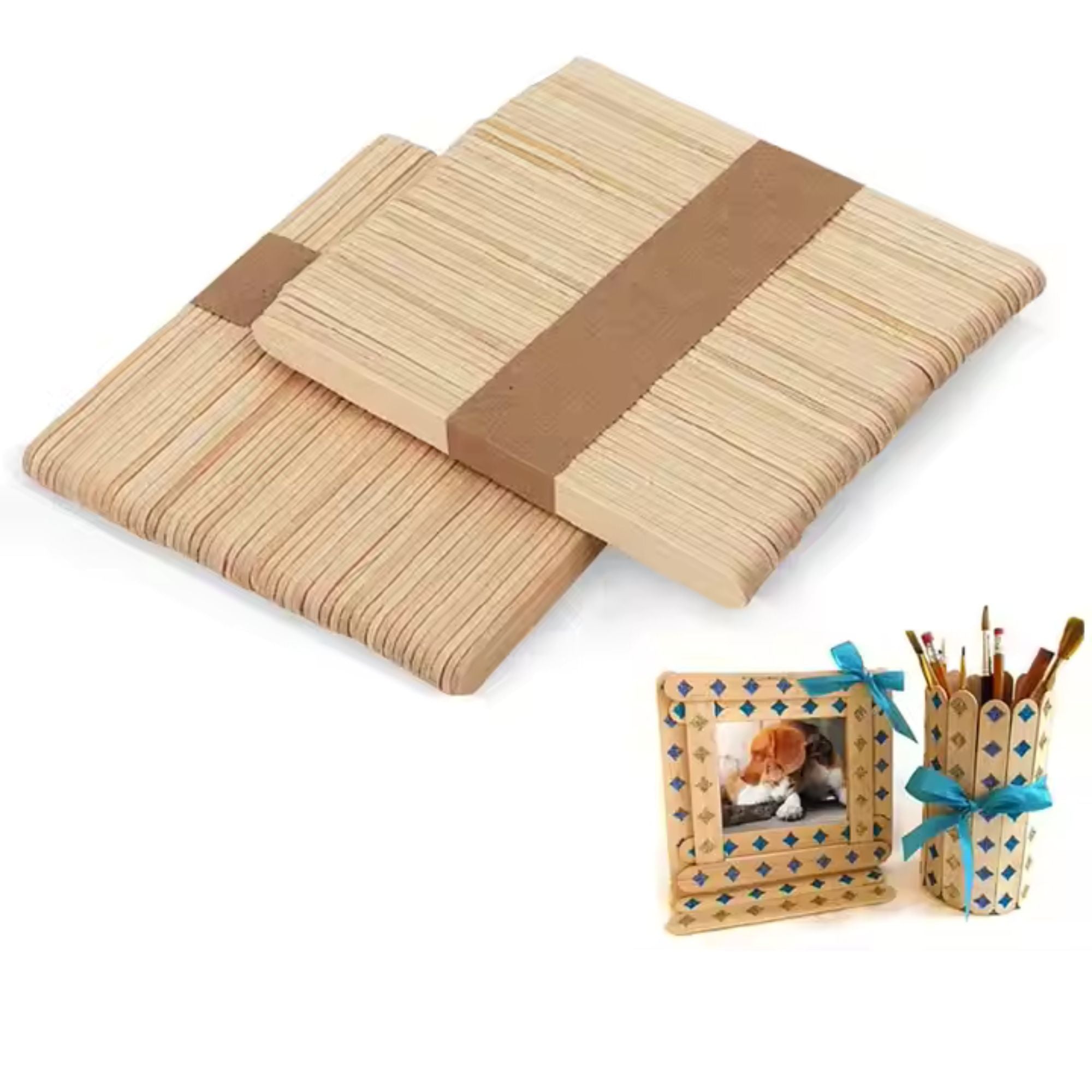 4.5" Incraftable Natural Color Popsicle Craft Sticks – 100 Pack Craft Wood Sticks DIY size and feature image