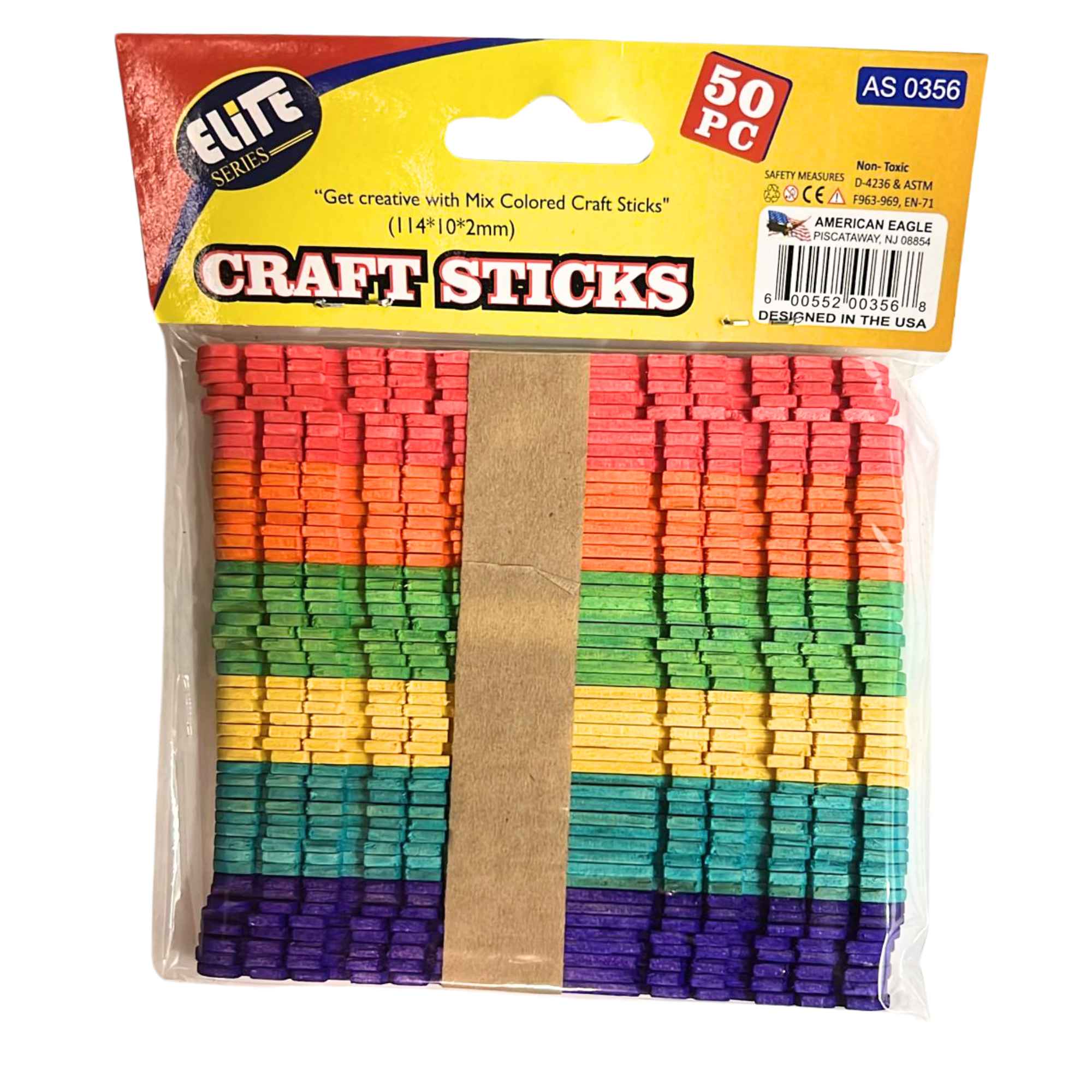 Incraftables 6 Vibrant Colored 4.5" Popsicle Craft Sticks – 50 Pack Craft Wood Sticks DIY size and feature image