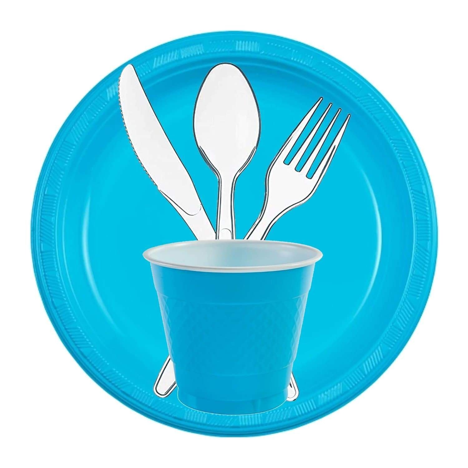 Island Blue Round Plastic Plate 7" : 15 Pack Party Tableware, Event Catalog product detail image
