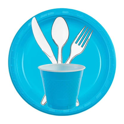 Island Blue Round Plastic Plate 