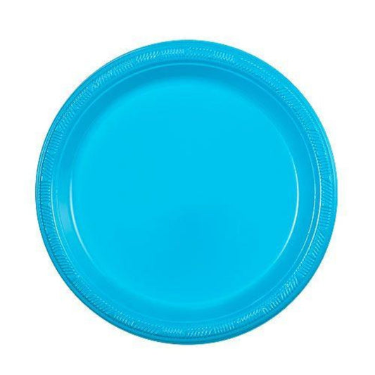 Island Blue Round Plastic Plate 