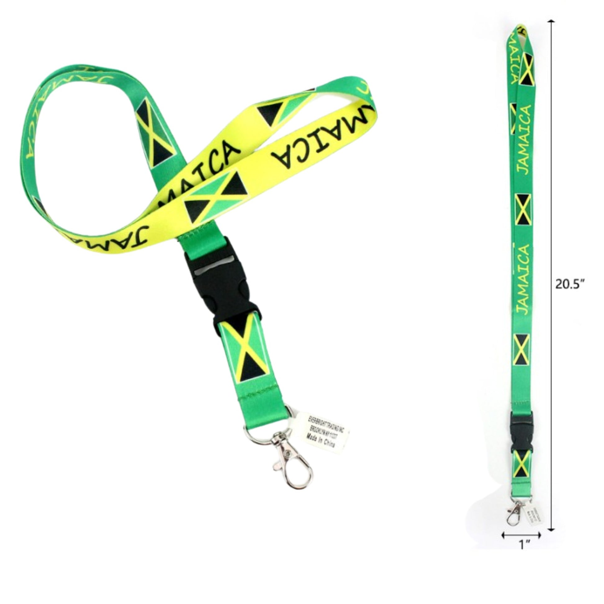 Jamaica Flag Lanyard Keychain with Quick Release – Neck Strap for Keys, ID Cards, and Badge