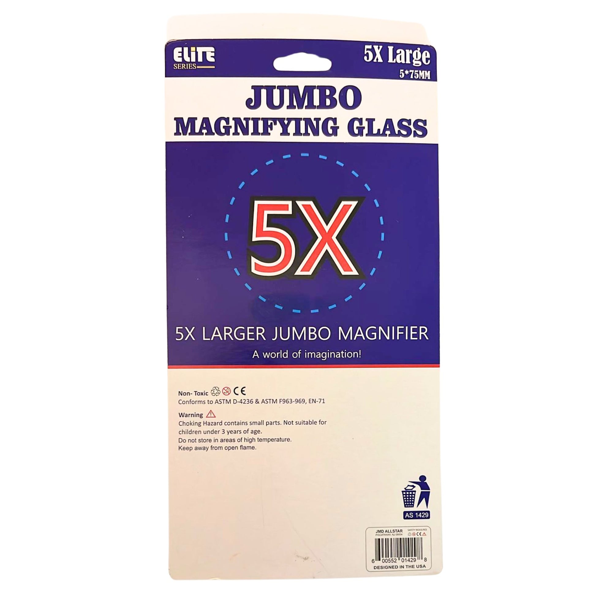 Jumbo Magnifying Glass 5X for Clear, Enlarged Viewing