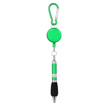 Clip-On Ballpoint Pen with Carabiner Keychain and Belt Clip Reel