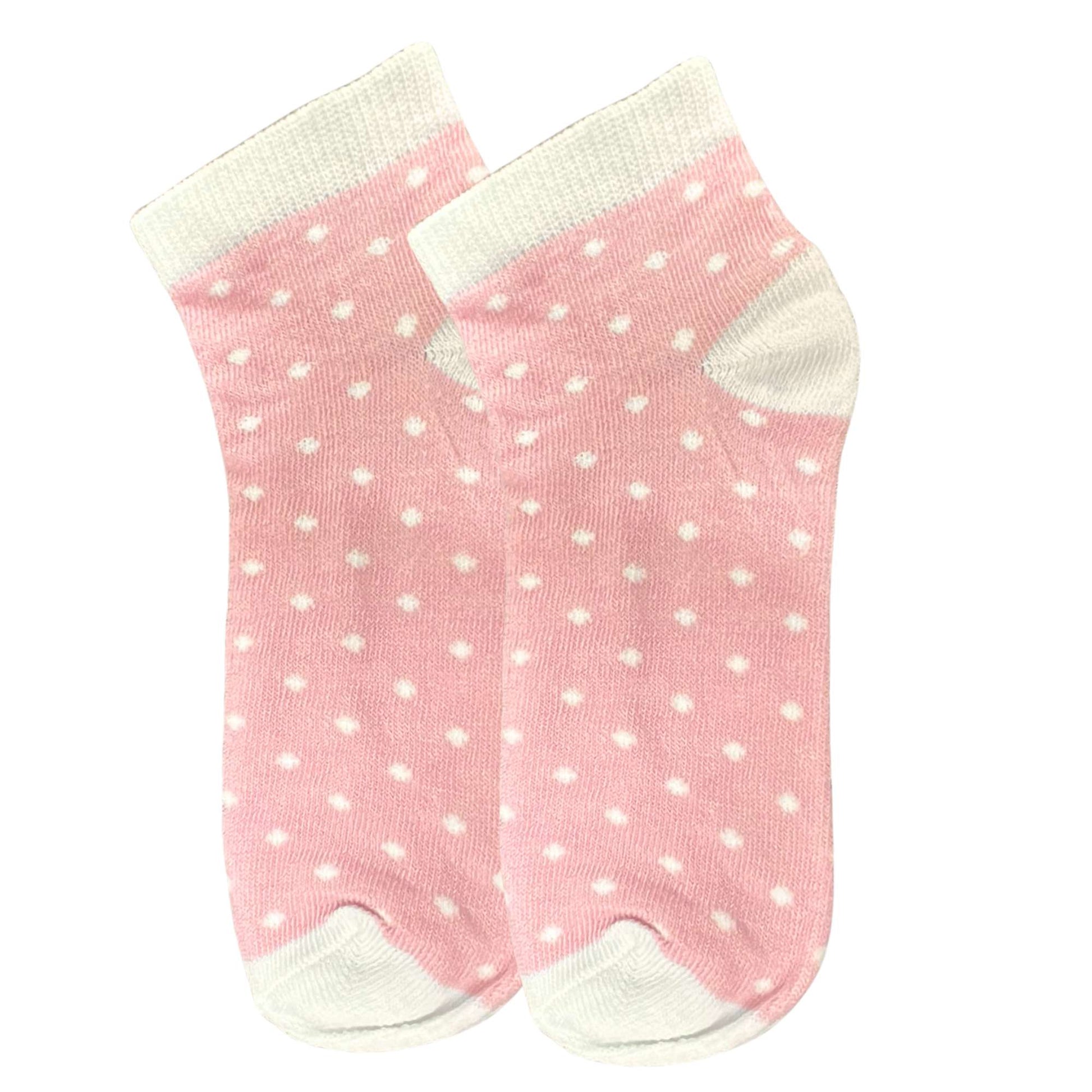 Kids Soft & Stretchy Comfortable Fit Dotted Pink Ankle Socks