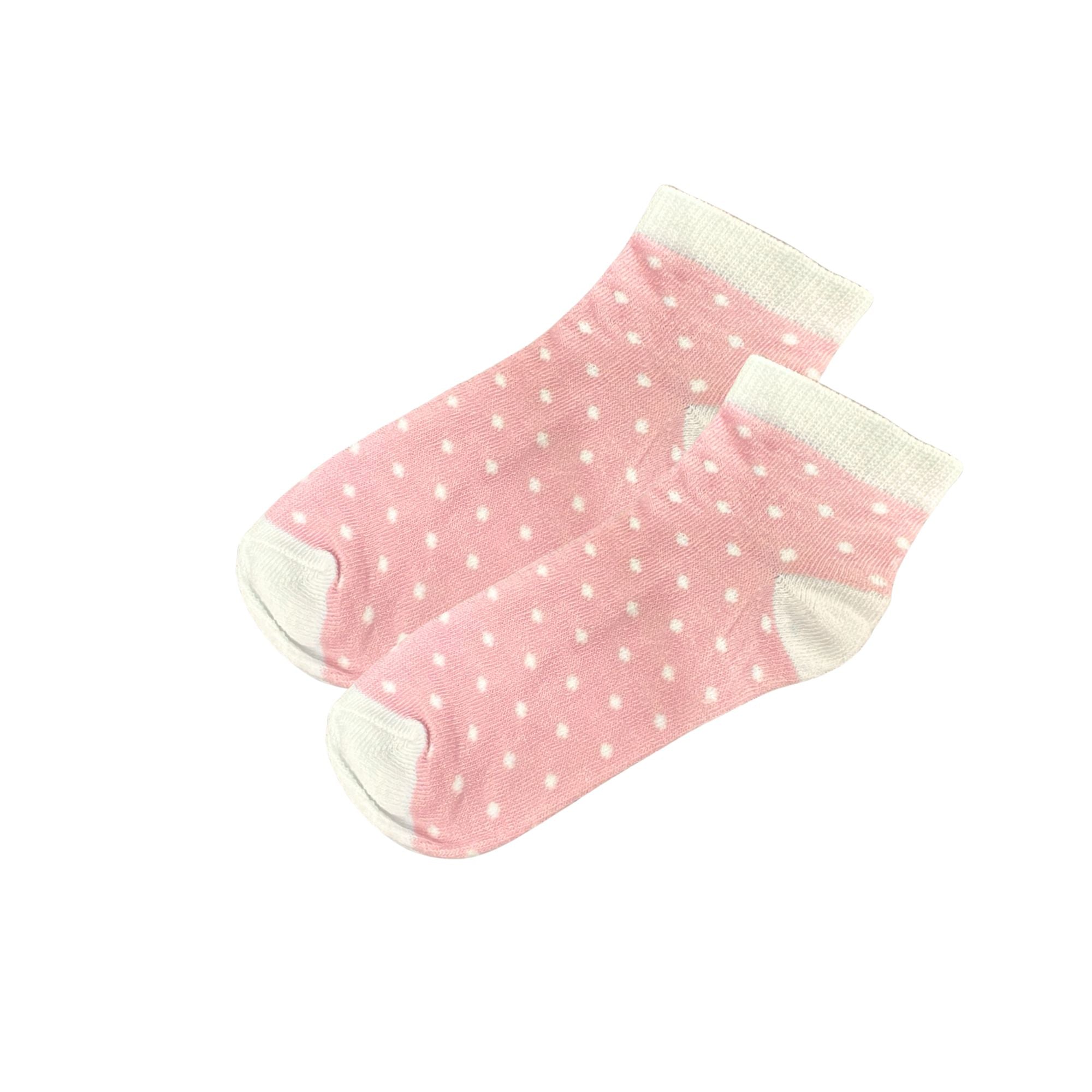 Kids Soft & Stretchy Comfortable Fit Dotted Pink Ankle Socks: 1 Pair Kids Socks product detail image