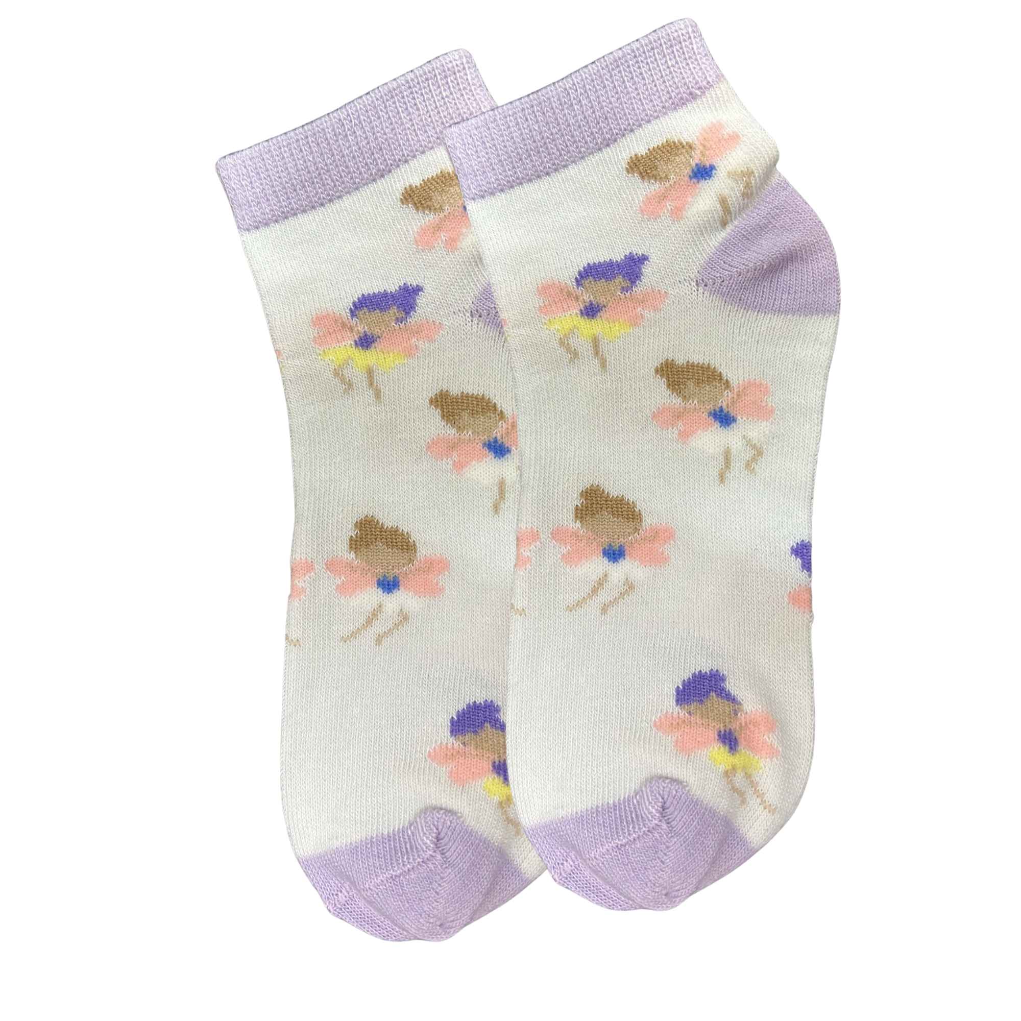 Kids Soft & Stretchy & Comfort Fit Flowery Purple Kids’ Ankle Socks: 1 Pair Kids Socks main product image