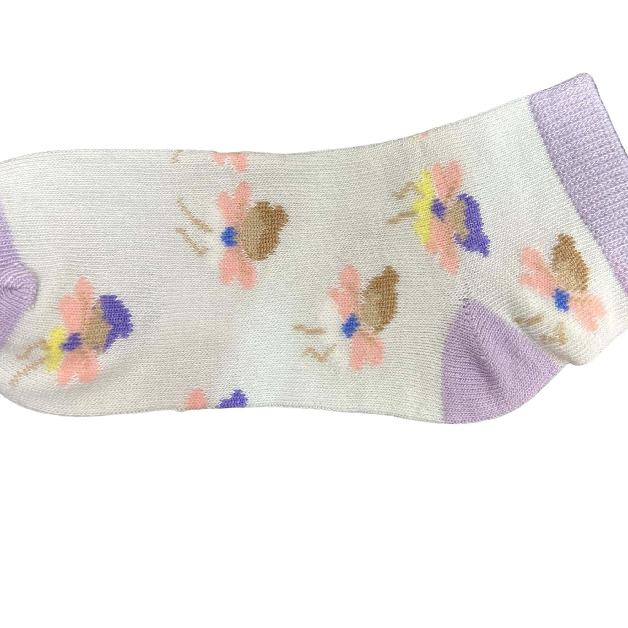 Kids Soft & Stretchy & Comfort Fit Flowery Purple Kids’ Ankle Socks: 1 Pair Kids Socks size and feature image