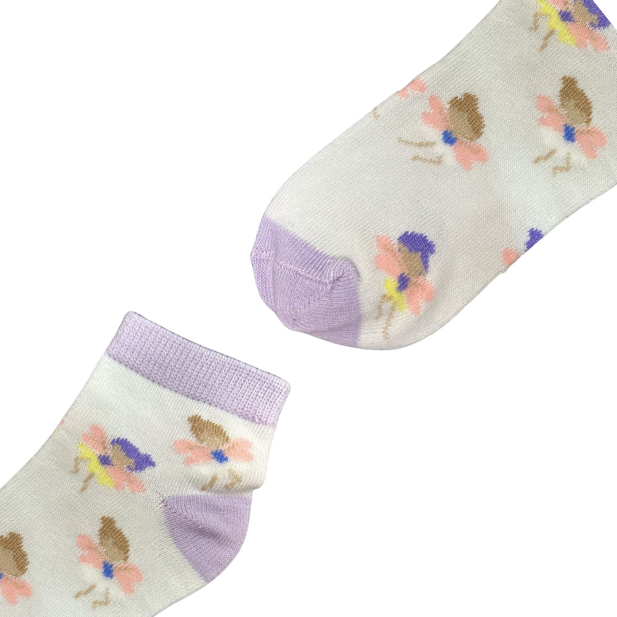 Kids Soft & Stretchy & Comfort Fit Flowery Purple Kids’ Ankle Socks: 1 Pair Kids Socks lifestyle use image