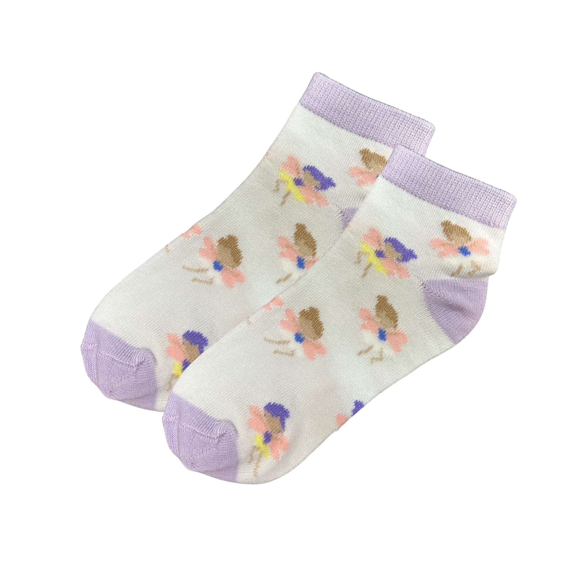 Kids Soft & Stretchy & Comfort Fit Flowery Purple Kids’ Ankle Socks: 1 Pair Kids Socks product detail image