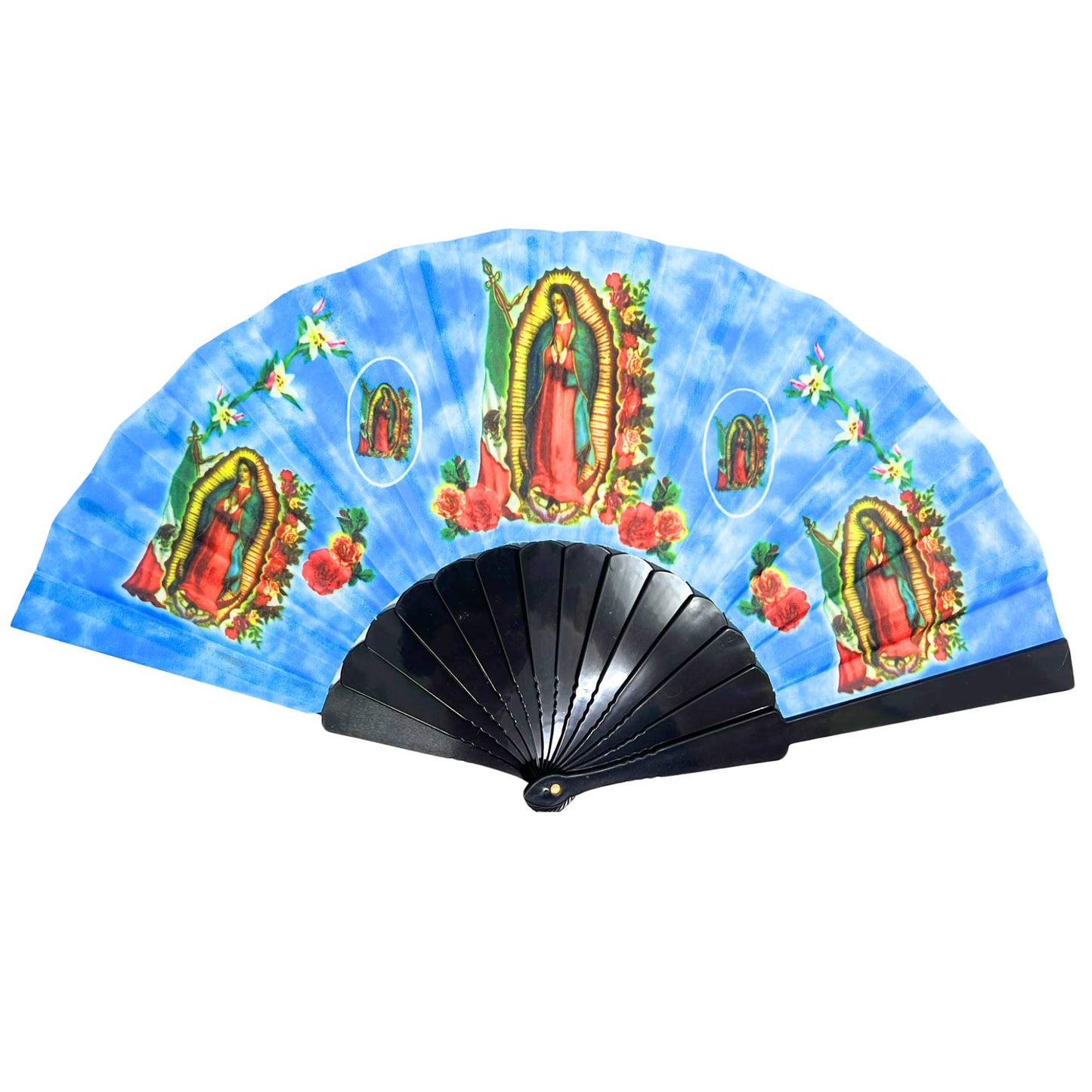 Lady of Guadalupe & San Judas Hand Folding Fan