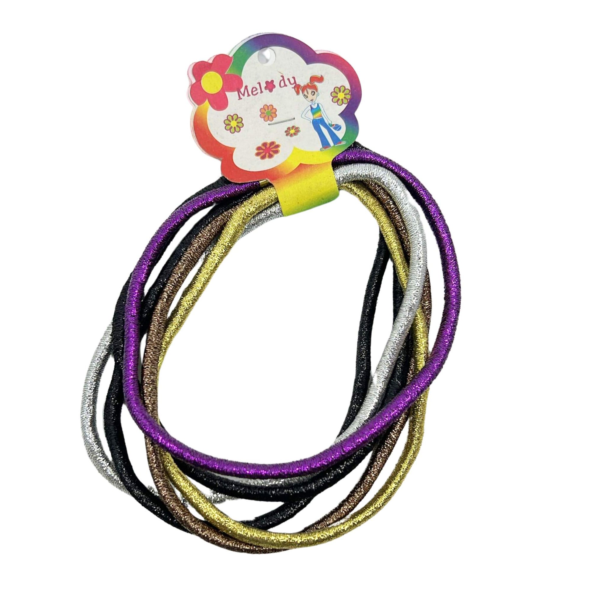 Large 6 Count Solid Multicolor 4" Hair Bands