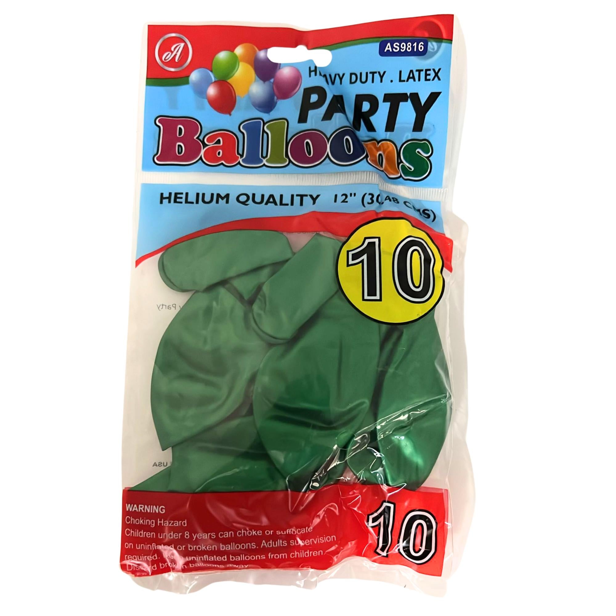 12" Latex Balloons Green, Helium Quality Party Balloons 10 Pack size and feature image