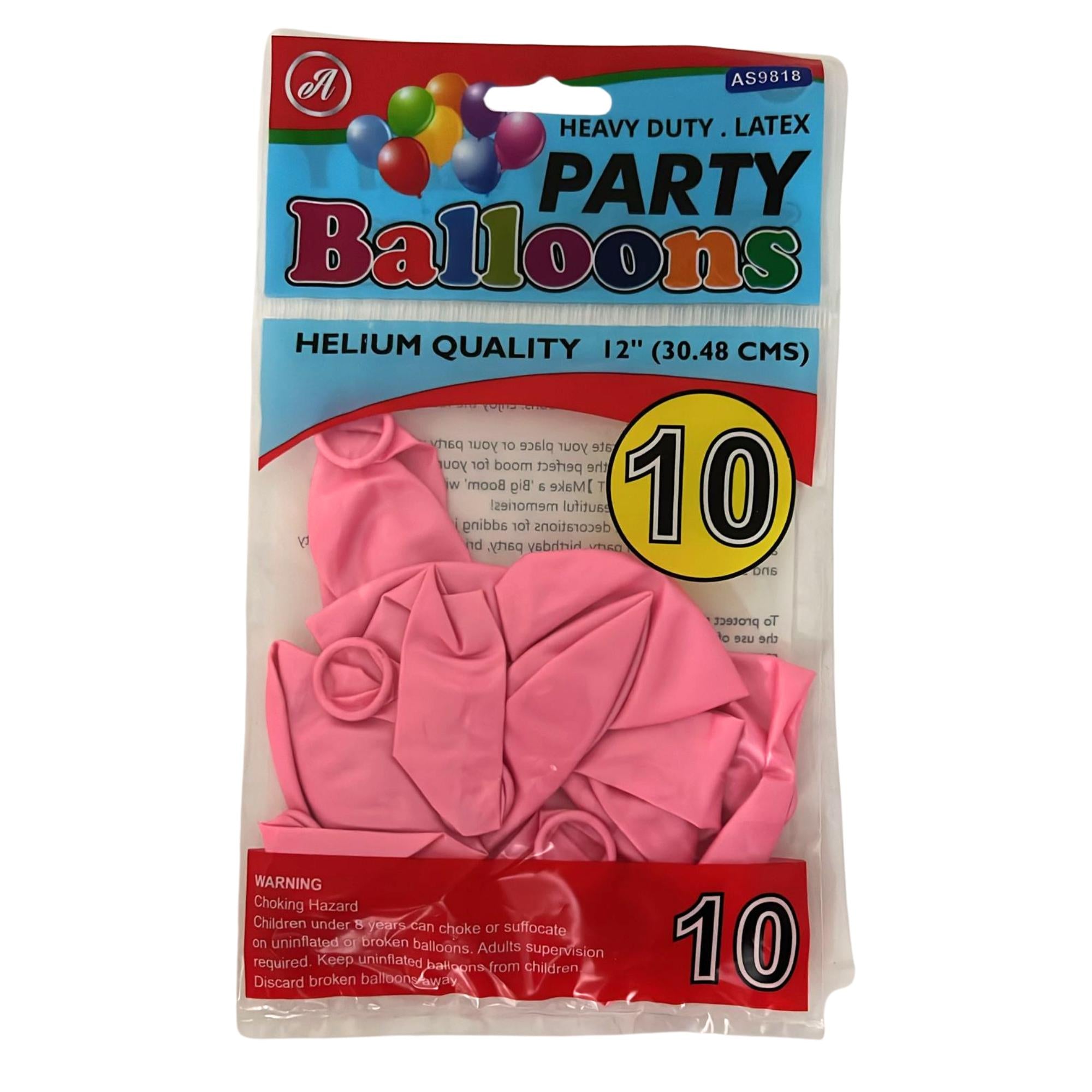 12" Latex Balloons Pink, Helium Quality Party Balloons 10 Pack size and feature image