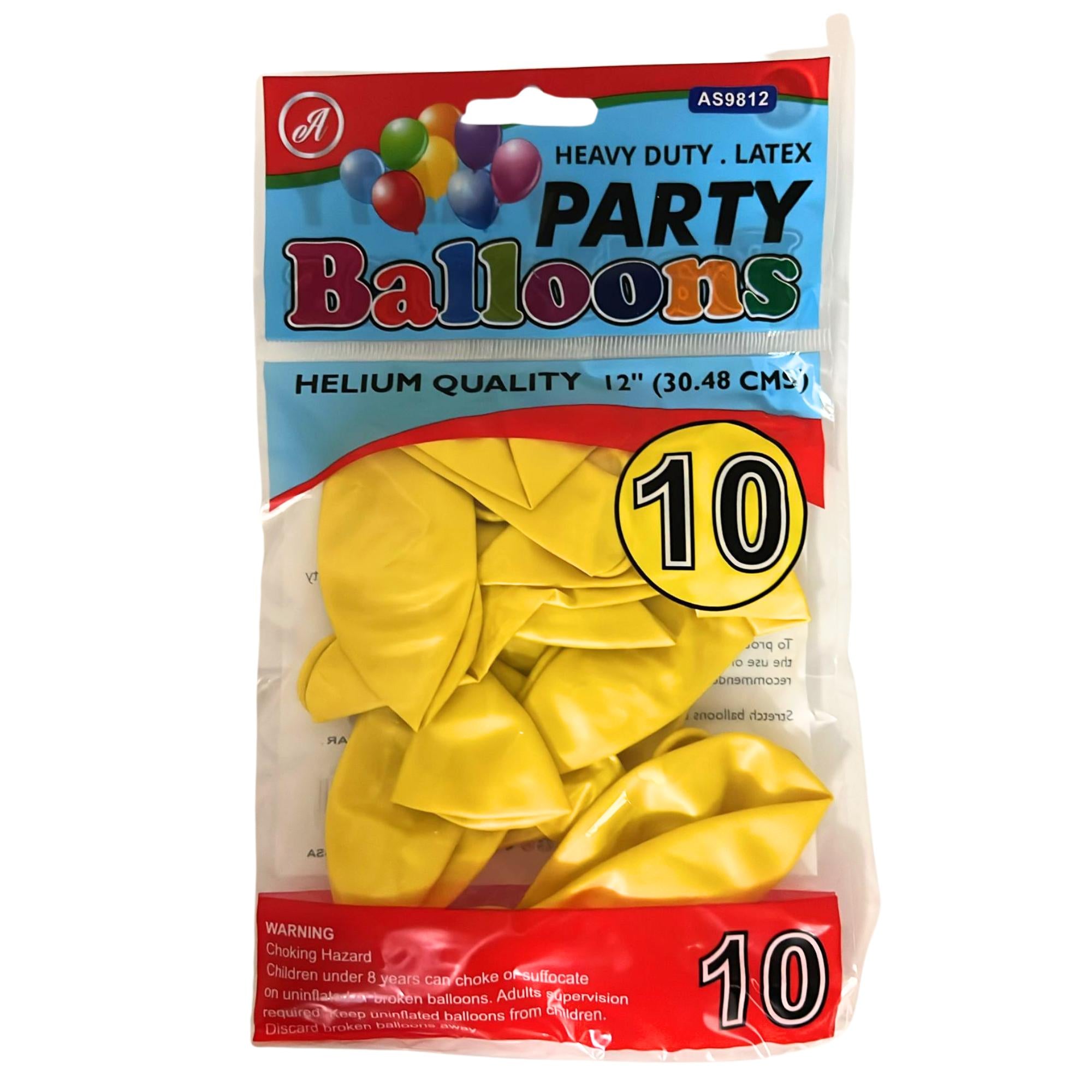 12" Latex Balloons Yellow, Helium Quality Party Balloons 10 Pack size and feature image