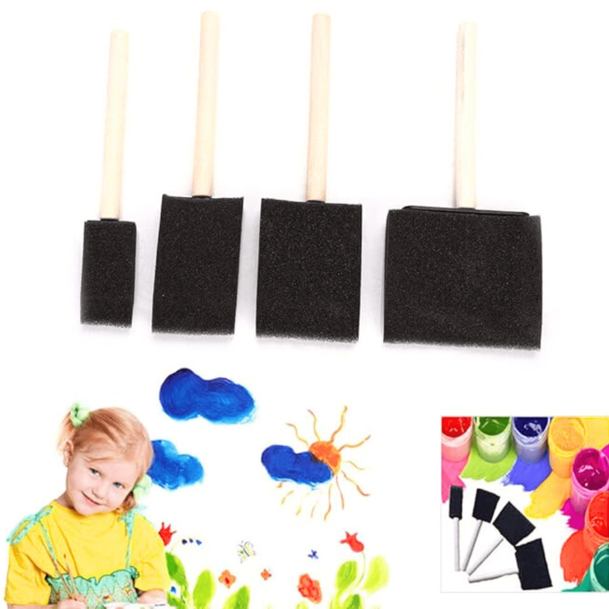 Lightweight, Streak Free Foam Paint Brush Set: 4 Pack painting foam brush DIY size and feature image
