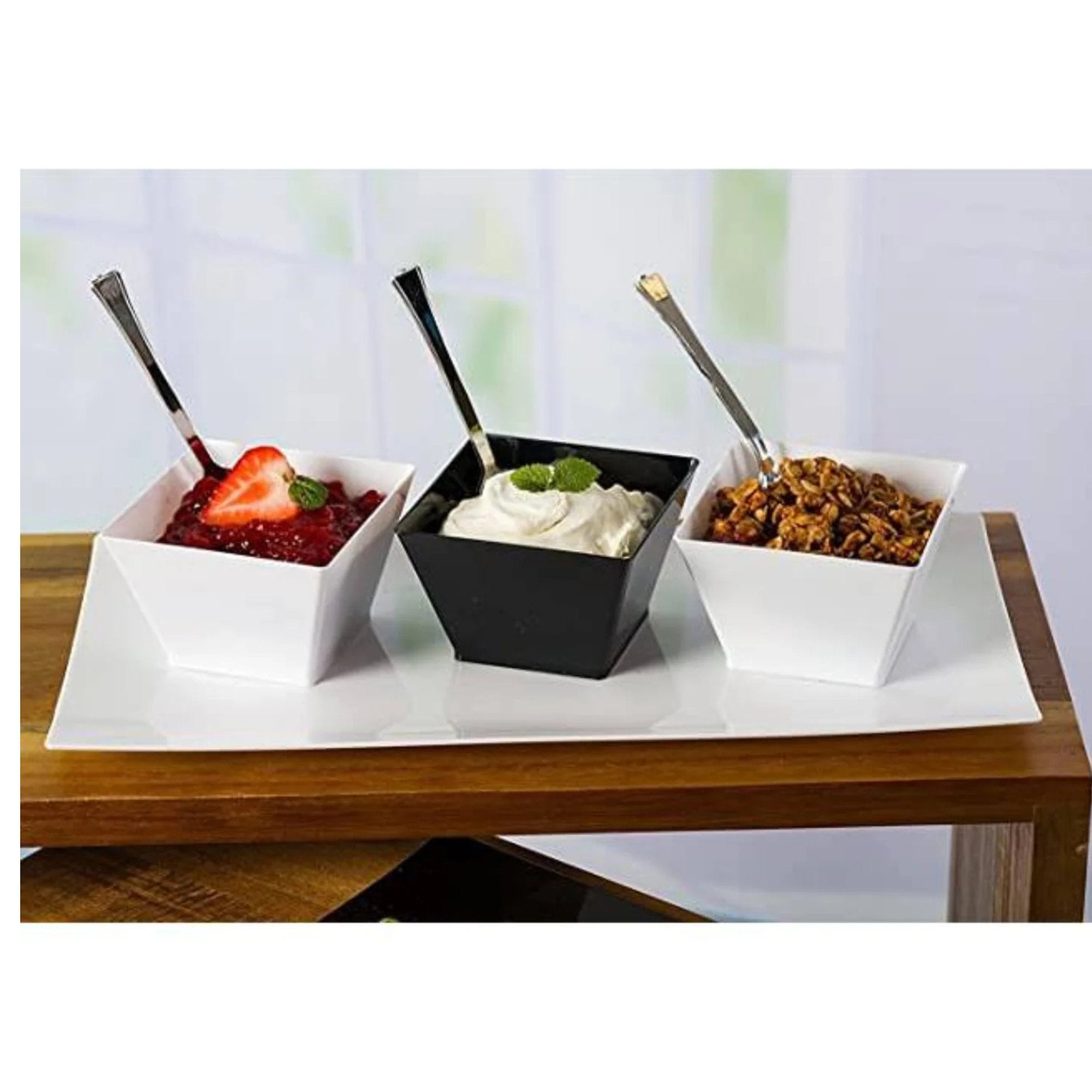 Lillian Tablesettings Condiment Bowl Pearl 8 oz: 3 Pack Disposable Serveware size and feature image